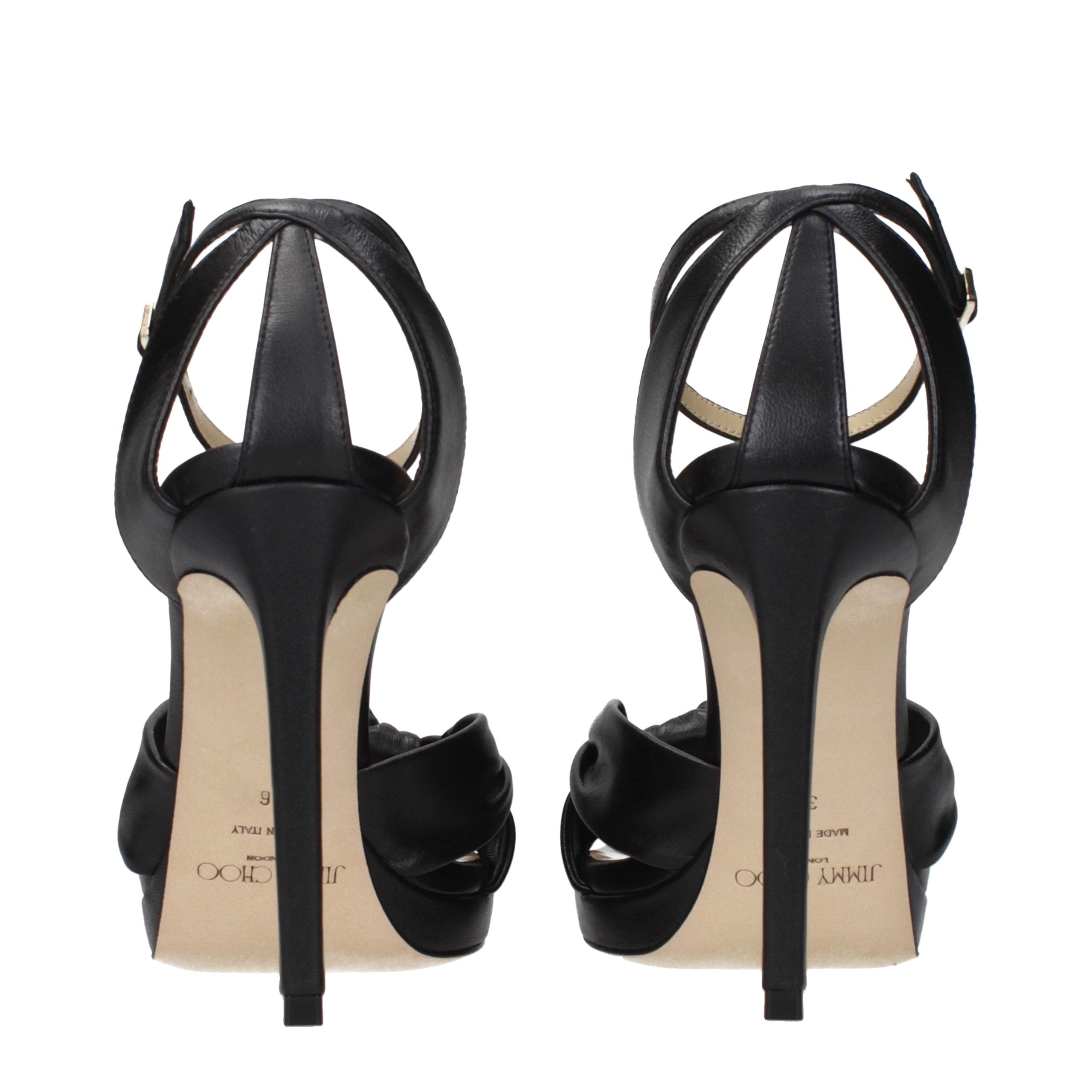 Jimmy Choo Black Leather Platform Sandals - Elevate Your Elegance