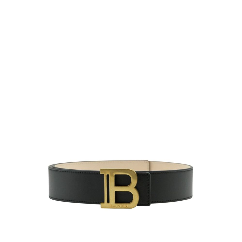 Balmain Black Leather Regular Belt - Timeless Luxury Accessory