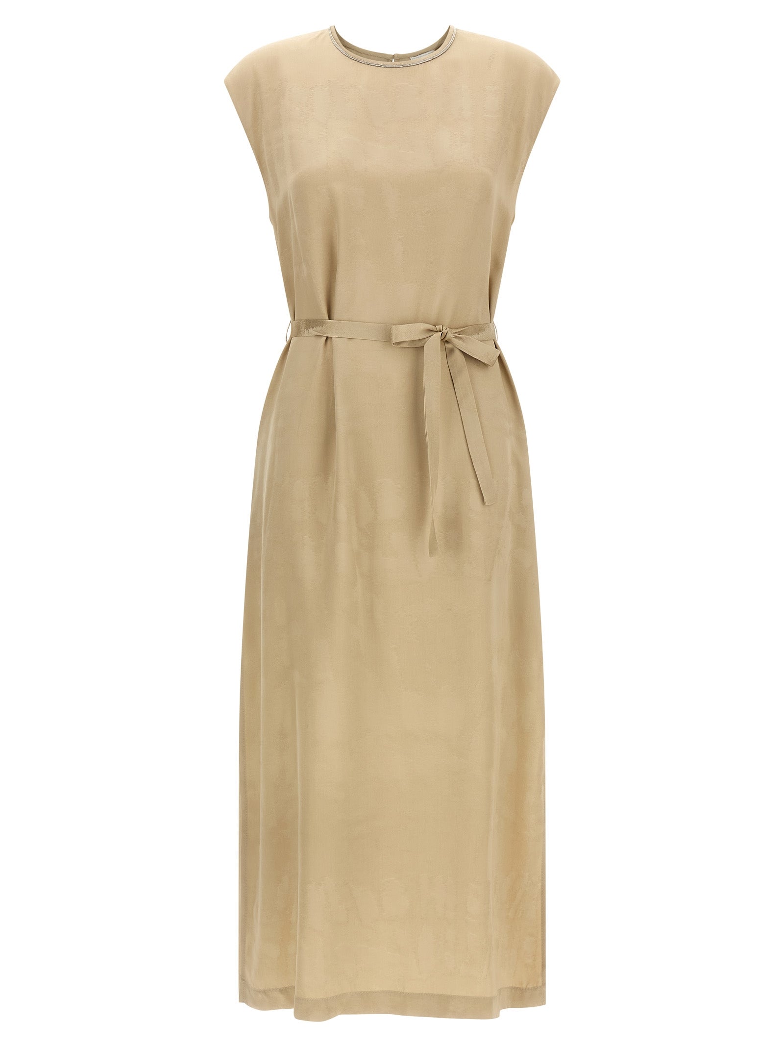 Peserico Beige Viscose Midi Dress - Timeless Elegance Redefined