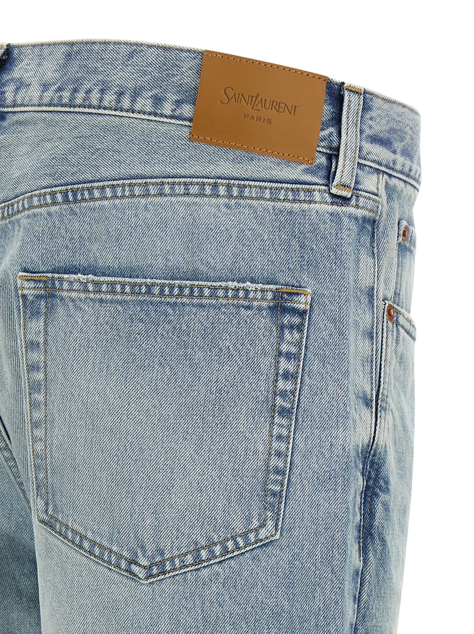 Saint Laurent Blue Cotton Straight-Leg Jeans - Effortless Luxury