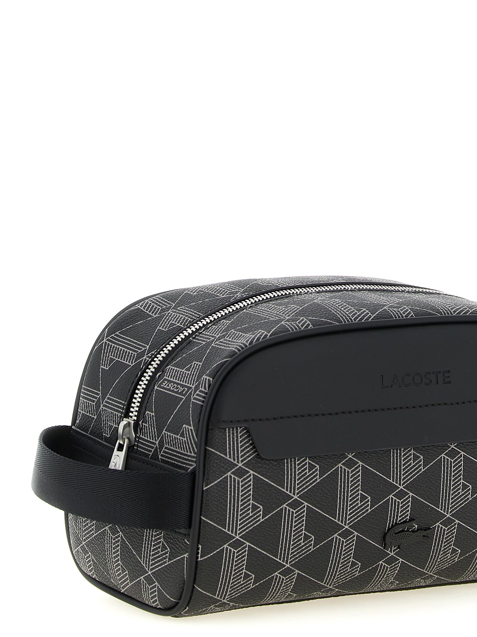 Lacoste Black PVC Travel Accessory - Elevate Your Journey