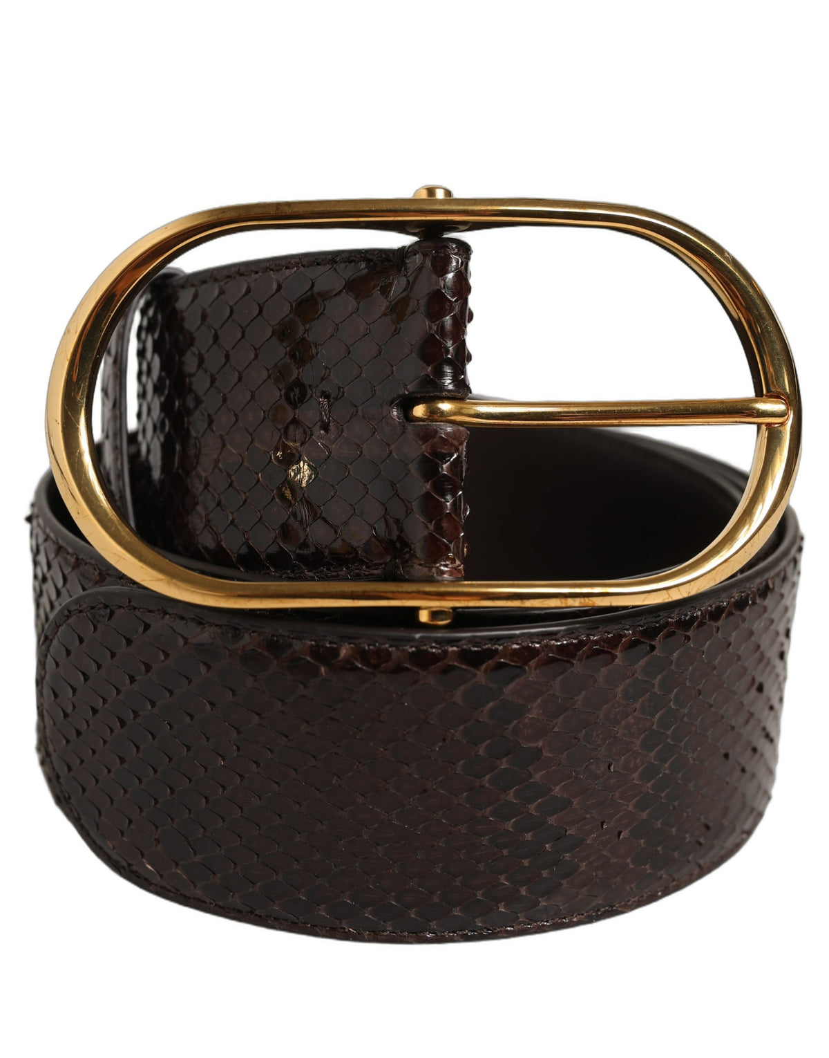 Elevate your style with the Dolce & Gabbana Brown Python Leather Belt, a masterpiece of Italian craftsmanship that embodies luxury and sophistication for the discerning individual.
