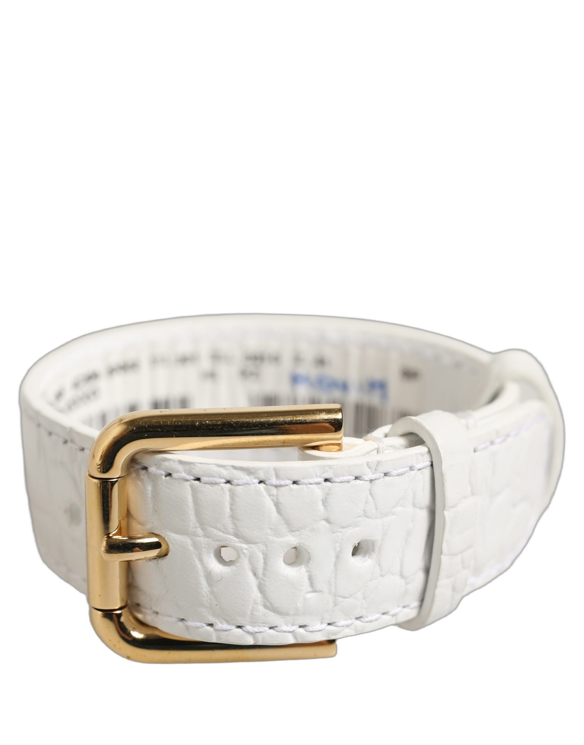 Dolce & Gabbana White Embossed Leather Bracelet - Timeless Elegance