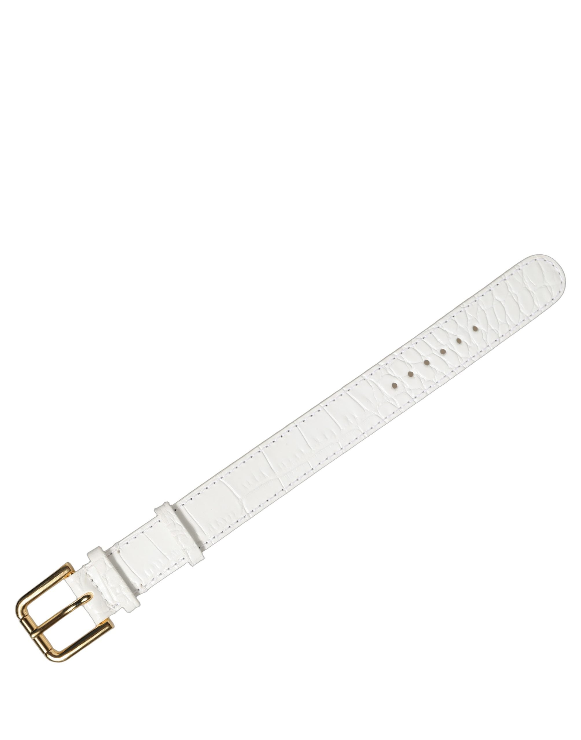 Dolce & Gabbana White Croc-Embossed Leather Bracelet Strap