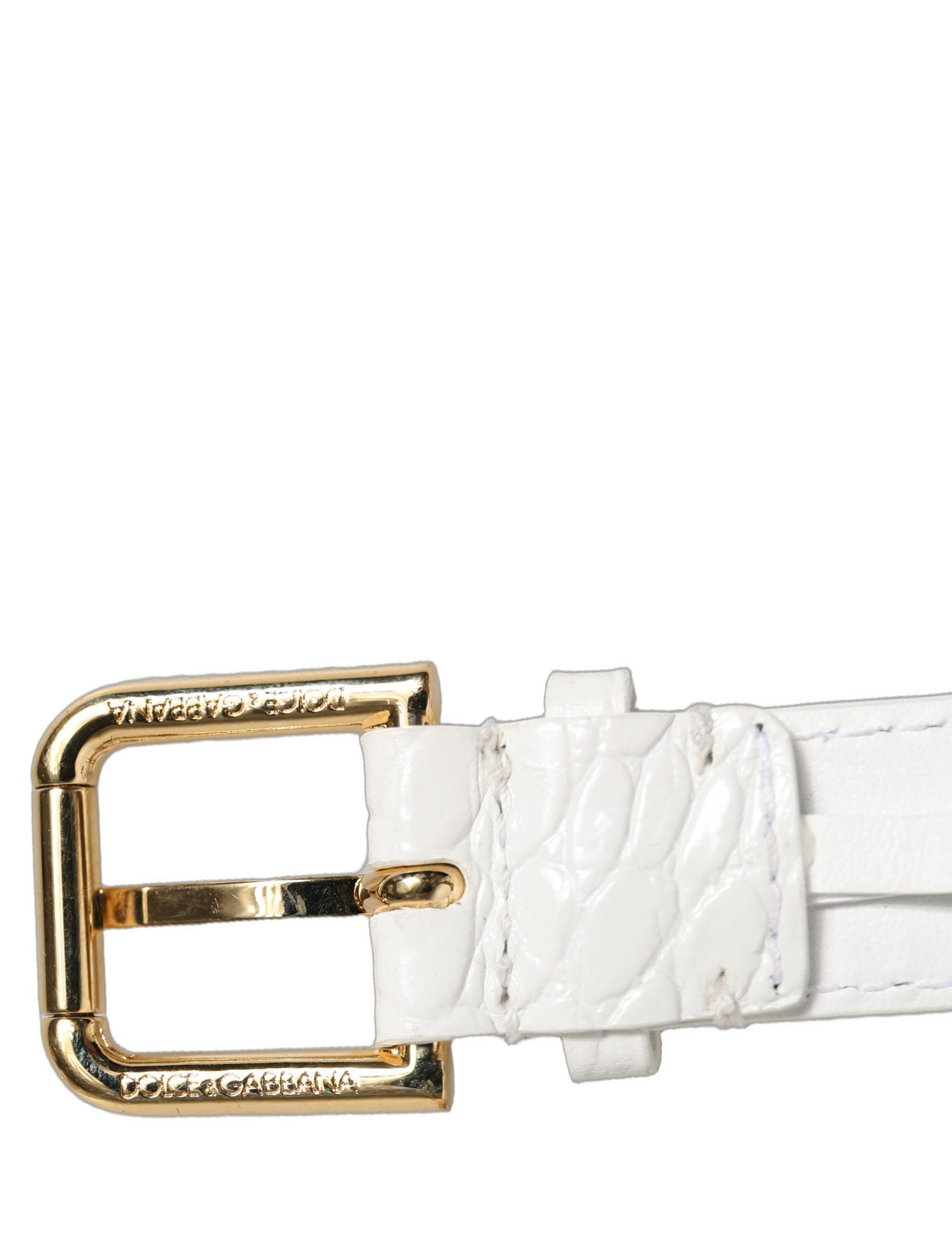Dolce & Gabbana White Croc-Embossed Leather Bracelet Strap