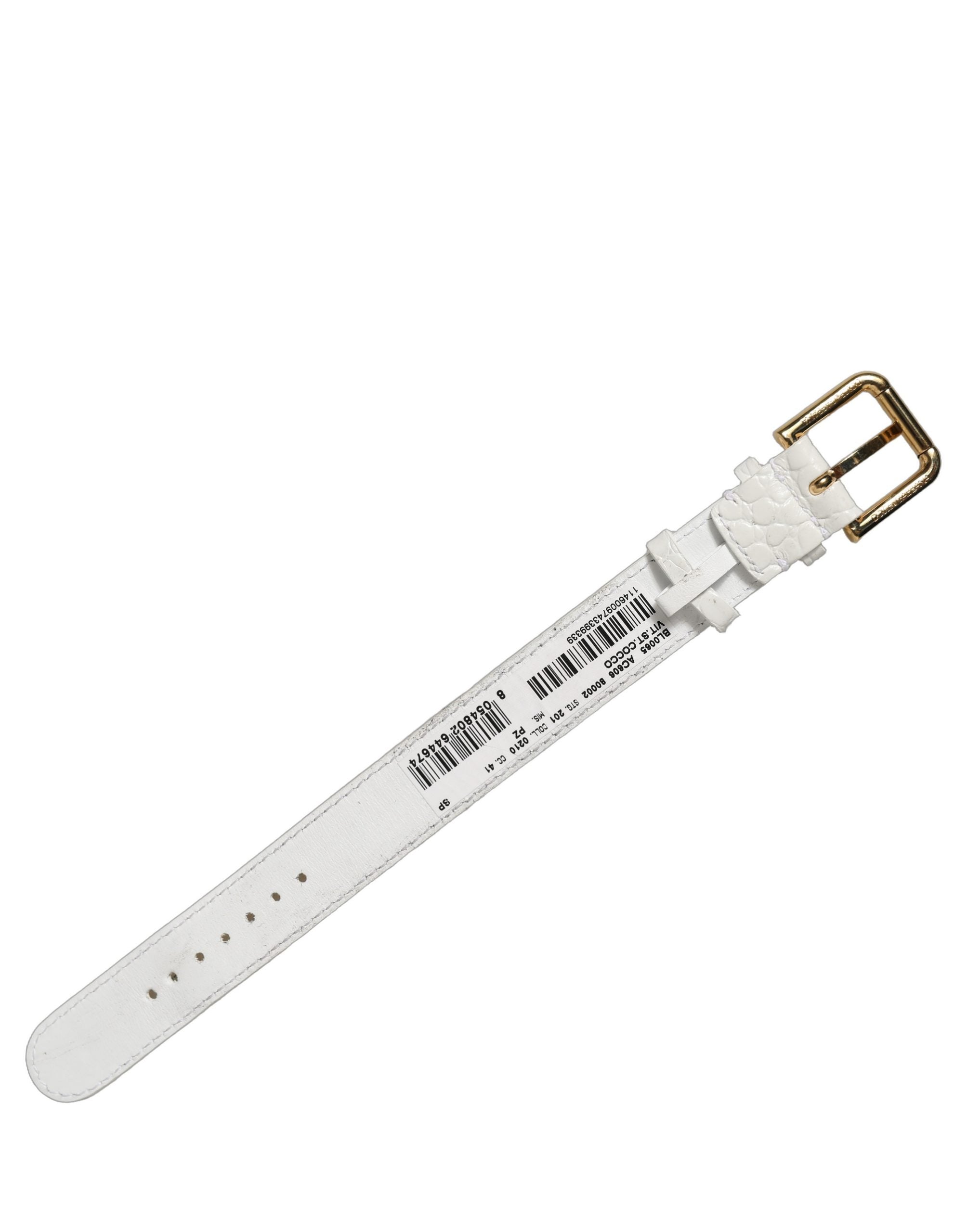 Dolce & Gabbana White Embossed Leather Gold Buckle Bracelet