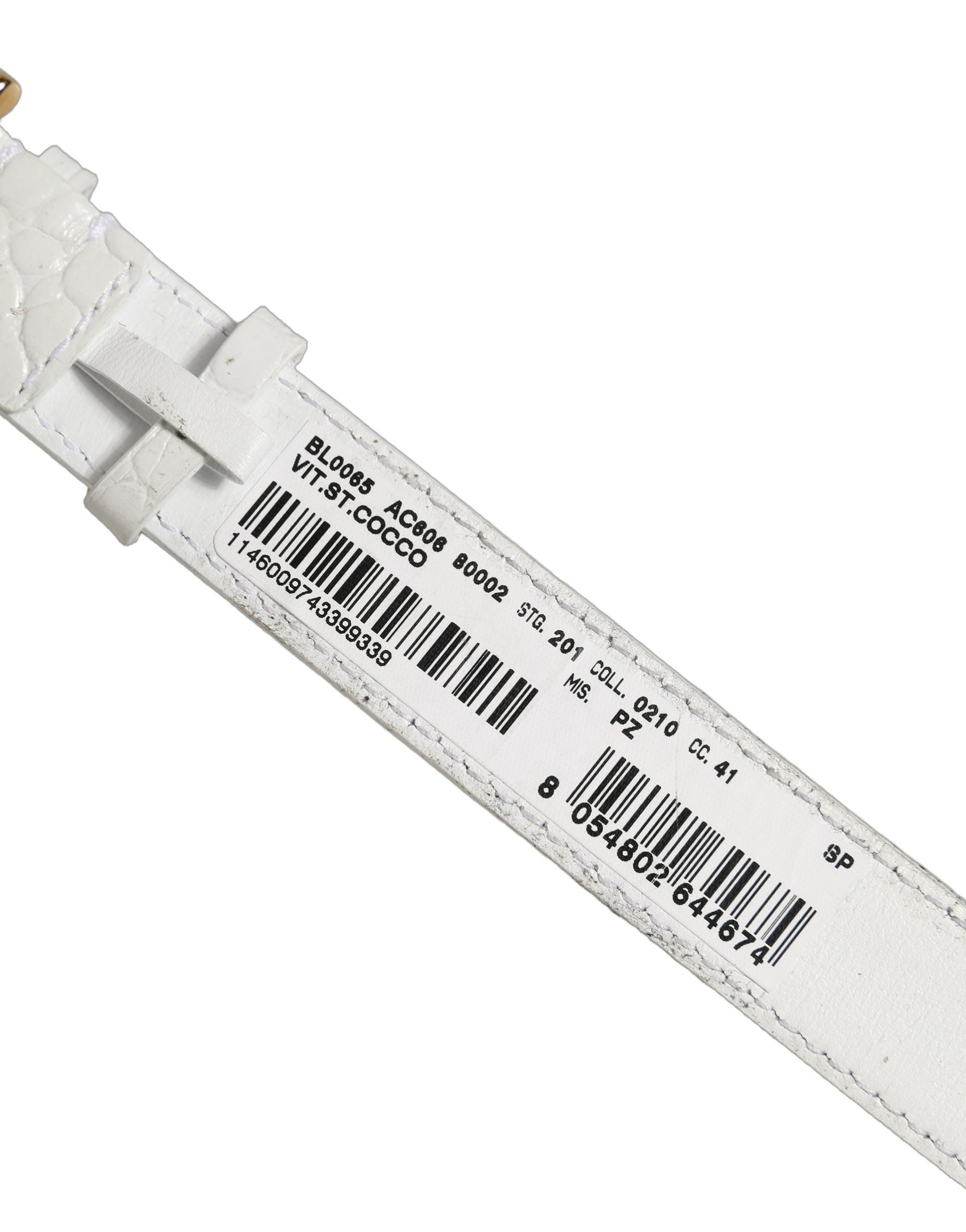 Dolce & Gabbana White Croc-Embossed Leather Bracelet Strap