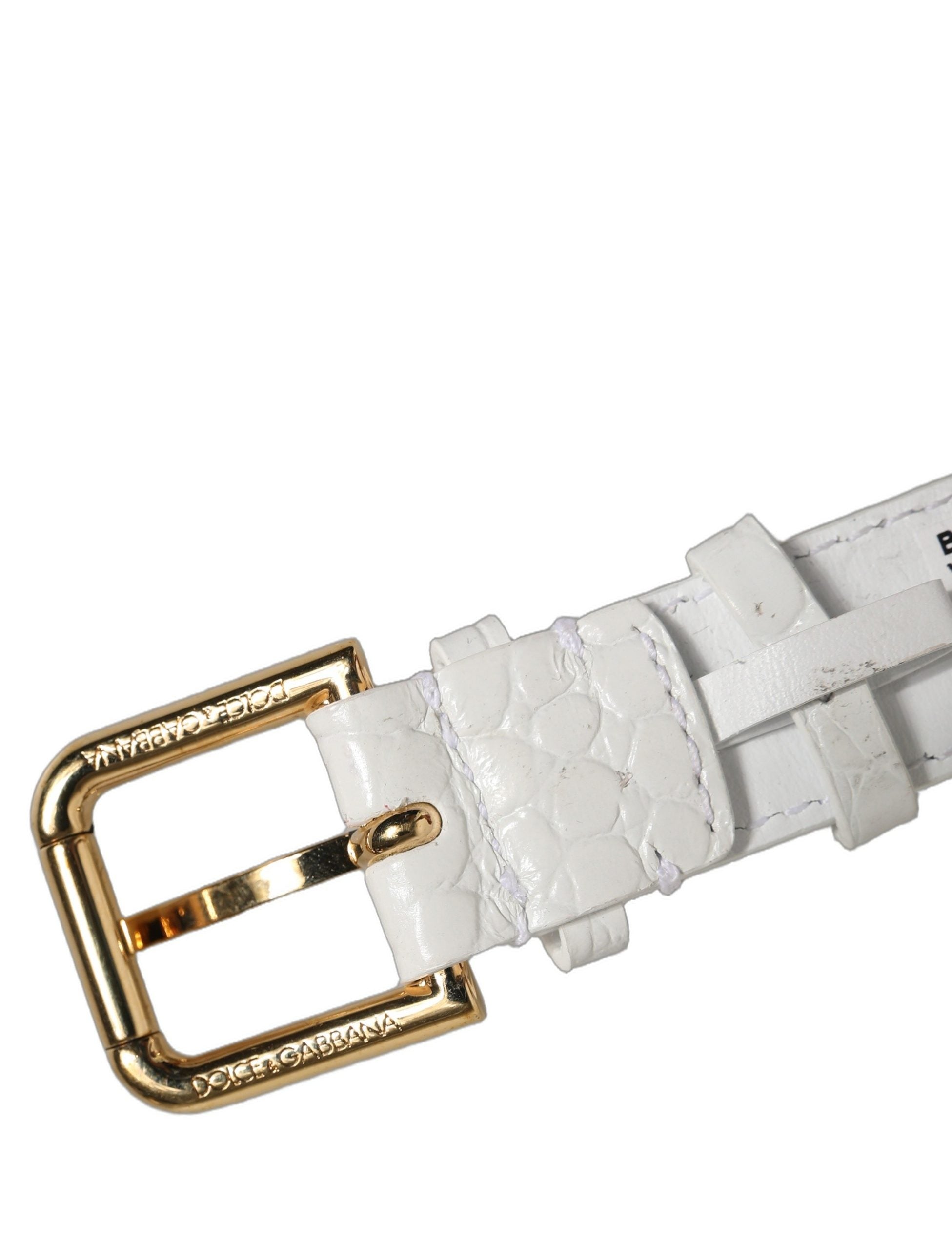 Dolce & Gabbana White Croc-Embossed Leather Bracelet Strap
