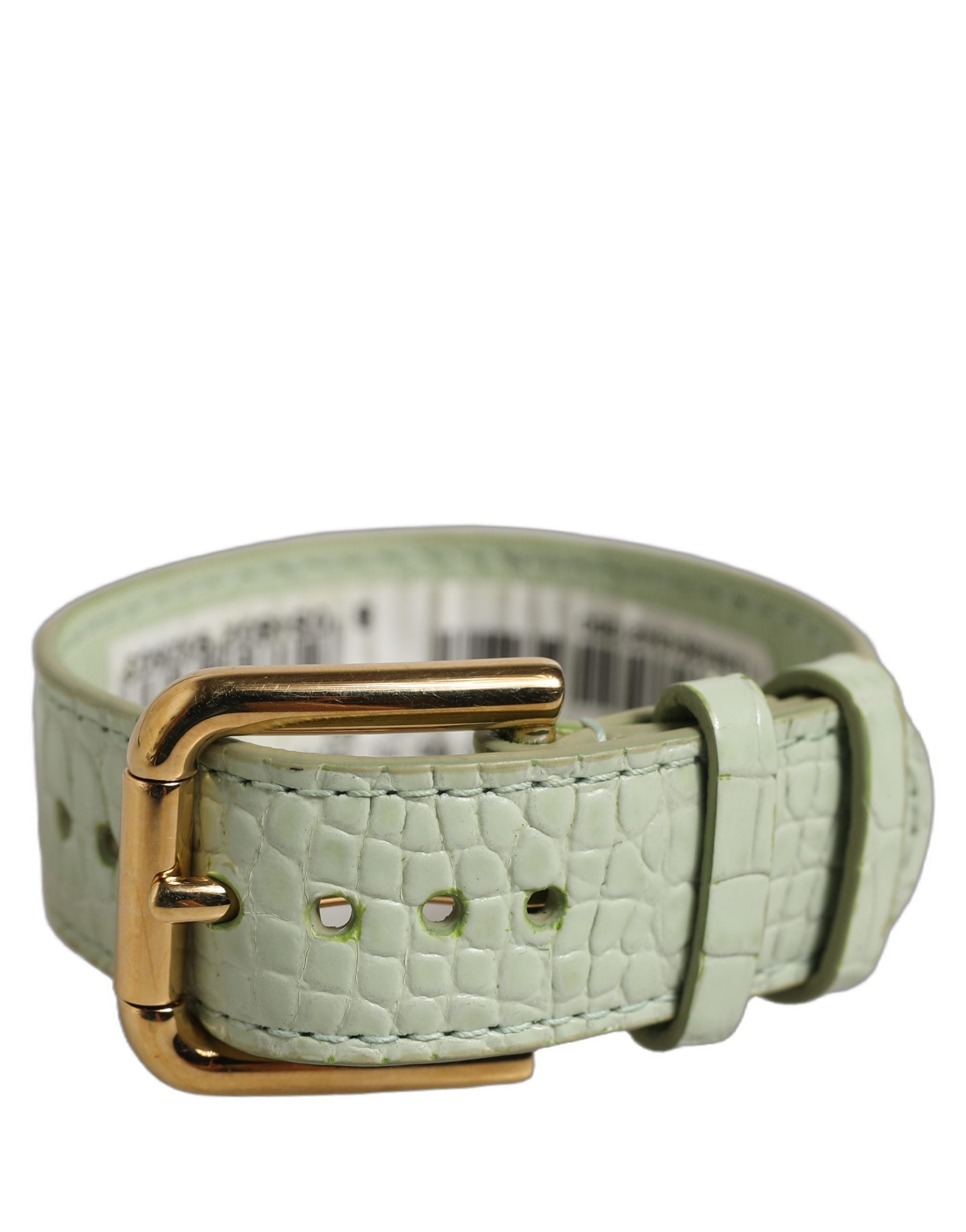 Dolce & Gabbana Green Embossed Leather Bracelet - Timeless Elegance