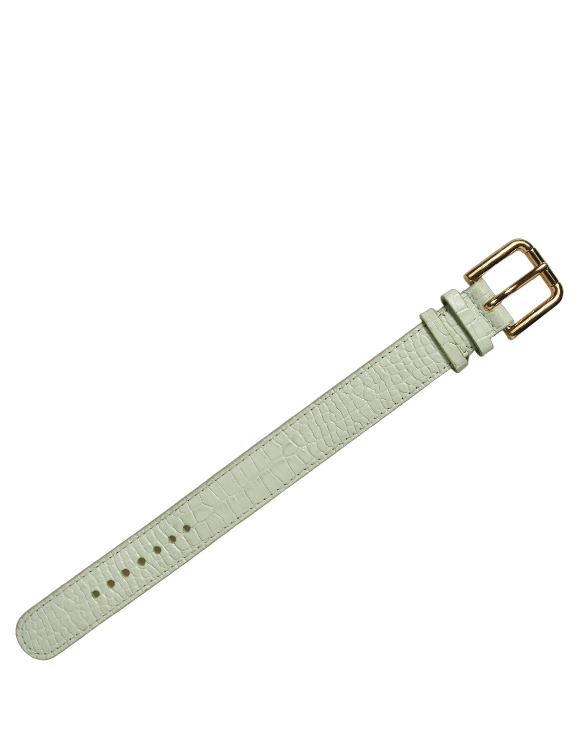 Dolce & Gabbana Green Embossed Leather Bracelet - Timeless Elegance