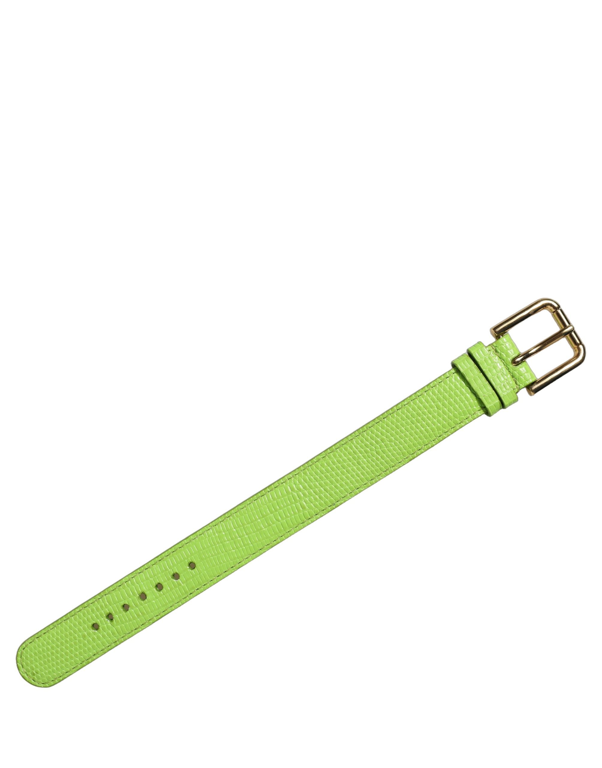 Dolce & Gabbana Green Textured Leather Bracelet - Timeless Luxury