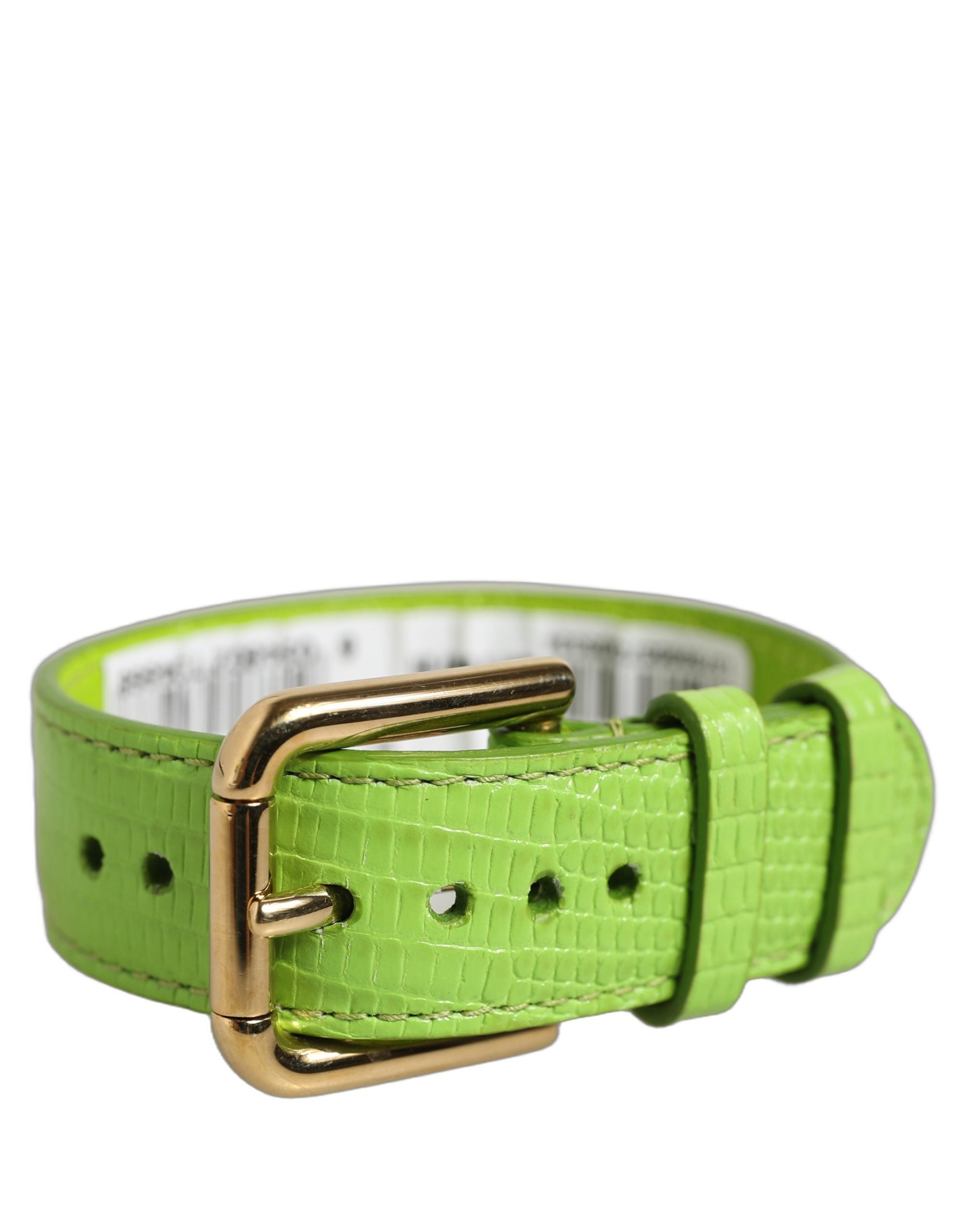 Dolce & Gabbana Green Textured Leather Bracelet - Timeless Luxury