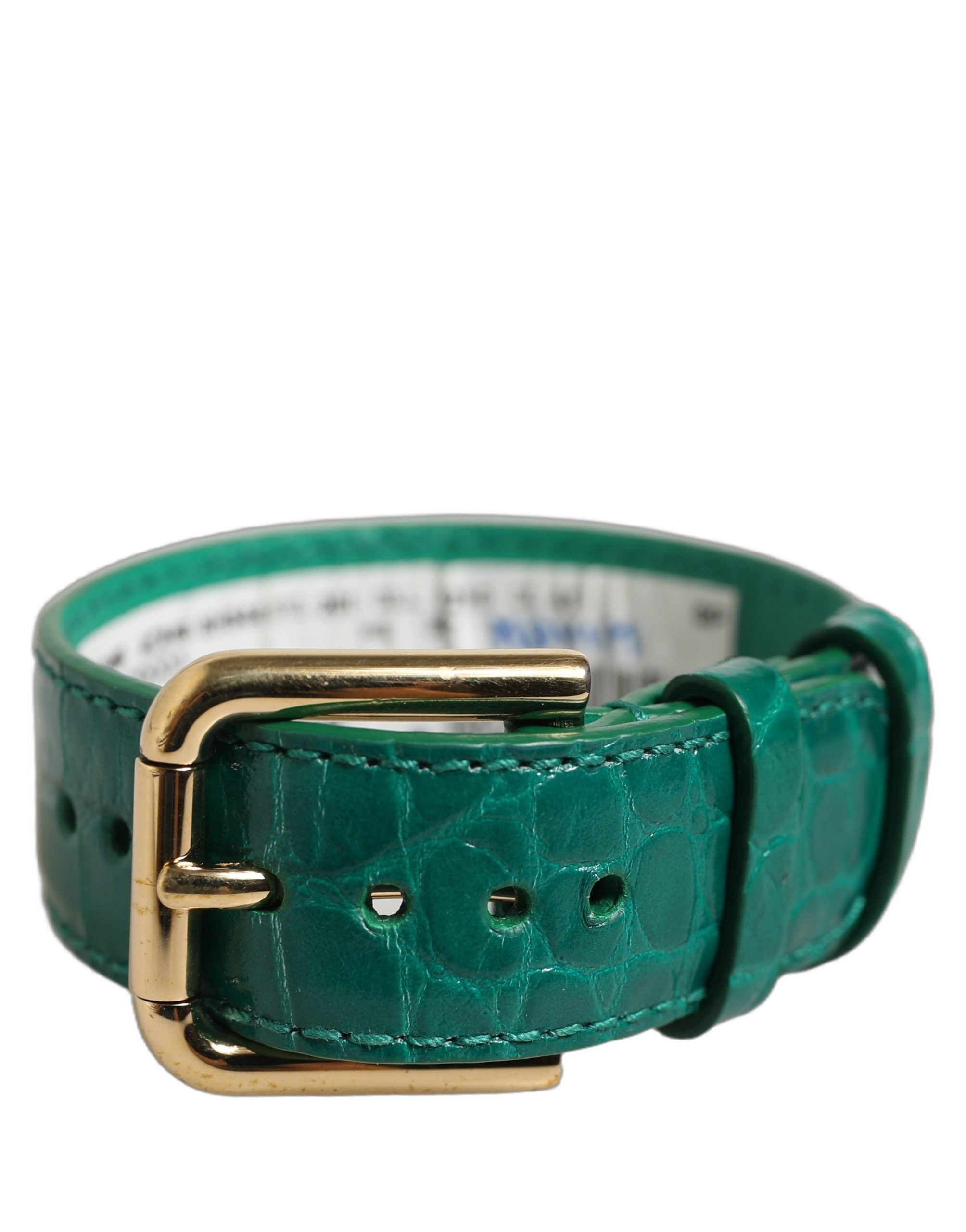 Dolce & Gabbana Green Embossed Leather Bracelet - Timeless Elegance