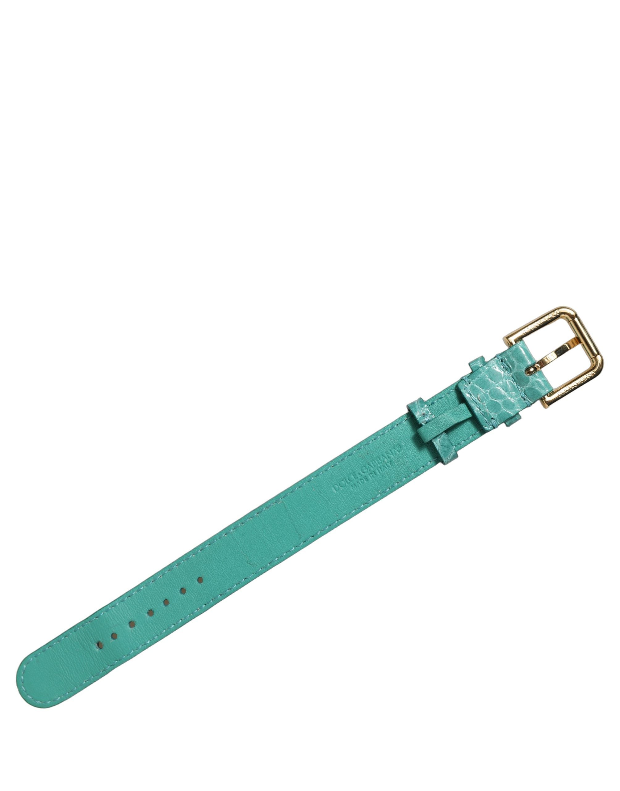 Dolce & Gabbana Embossed Leather Gold Buckle Bracelet
