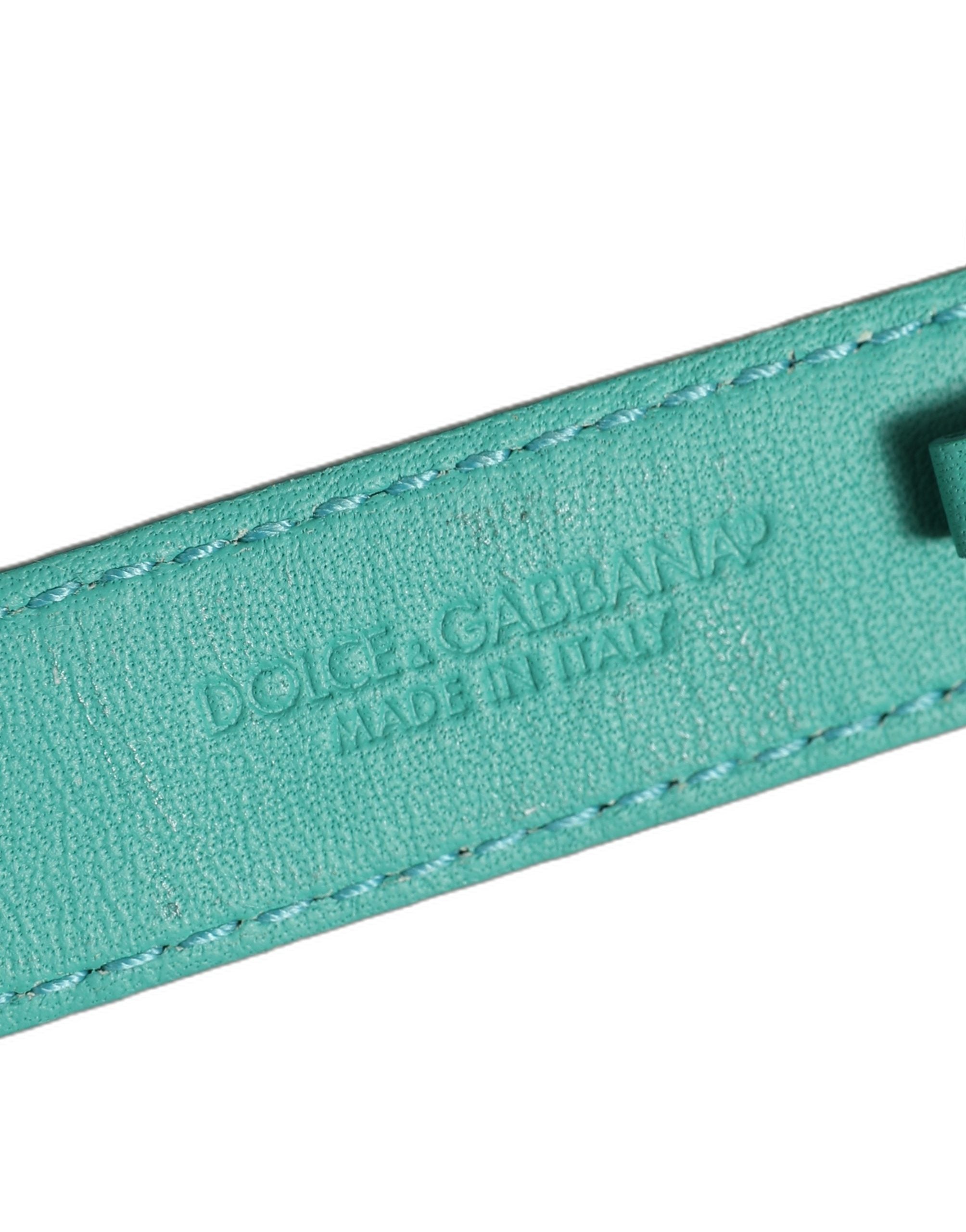 Dolce & Gabbana Blue Embossed Leather Belt Strap Bracelet