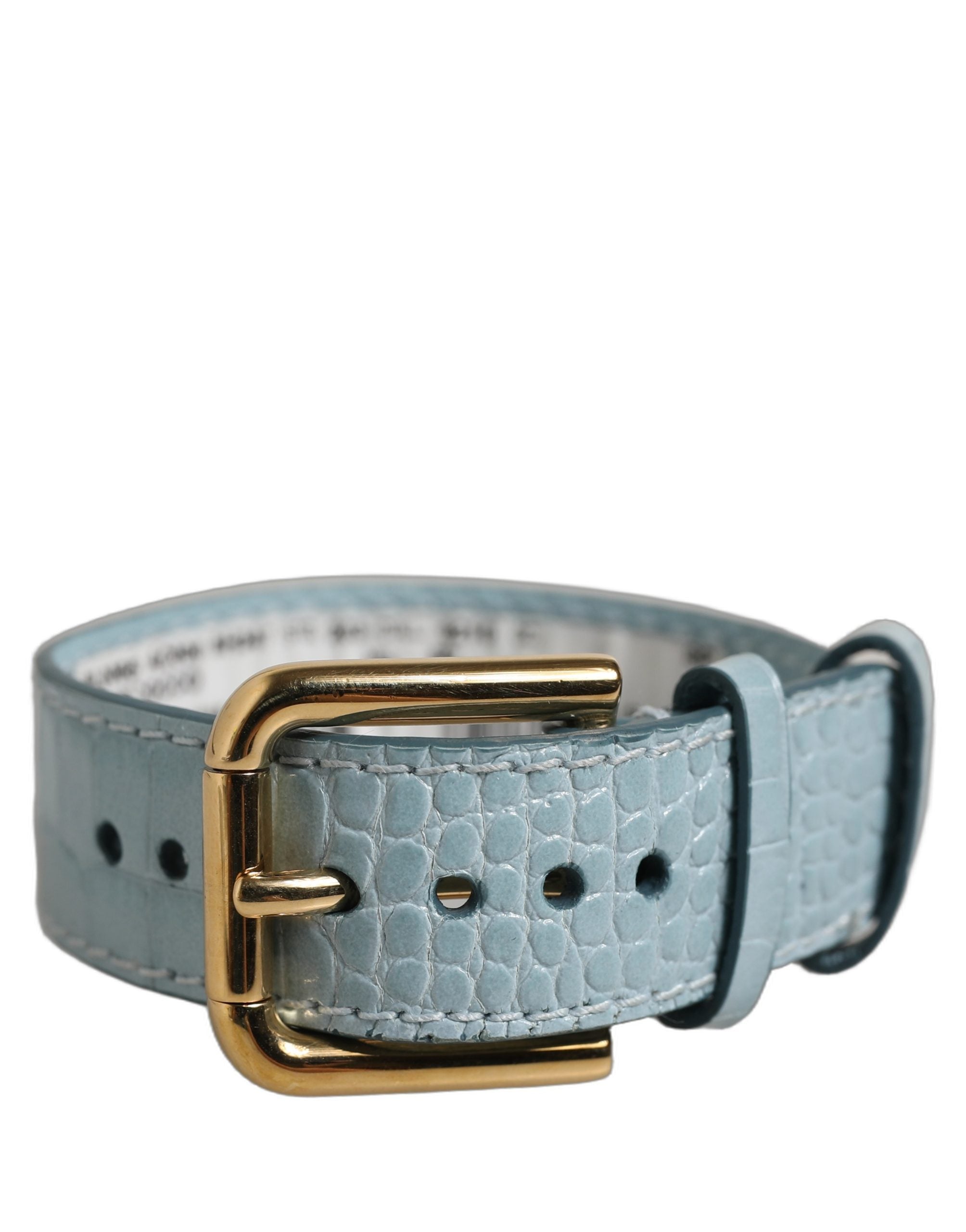 Dolce & Gabbana Blue Embossed Leather Belt Strap Bracelet