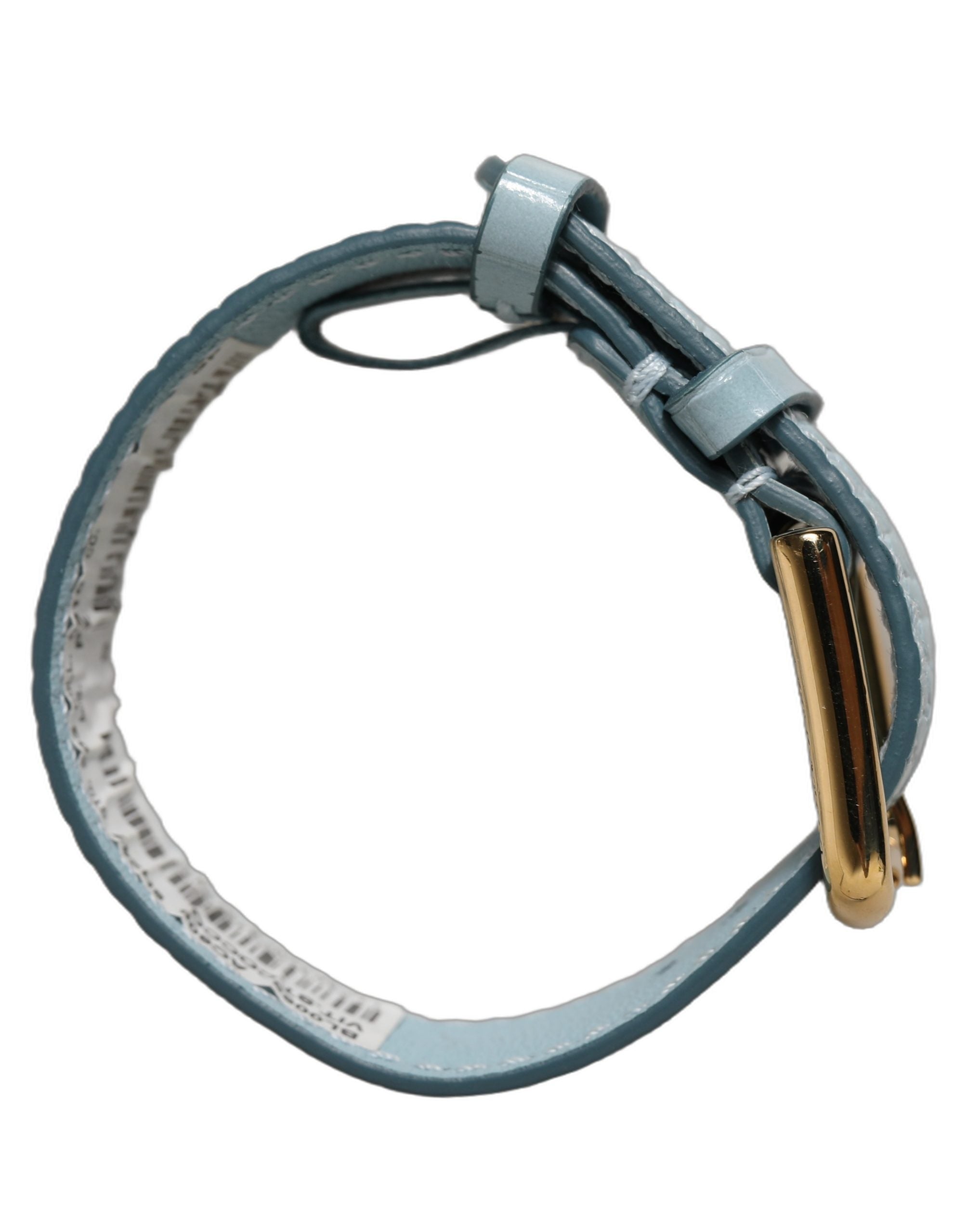 Dolce & Gabbana Blue Embossed Leather Gold Buckle Bracelet