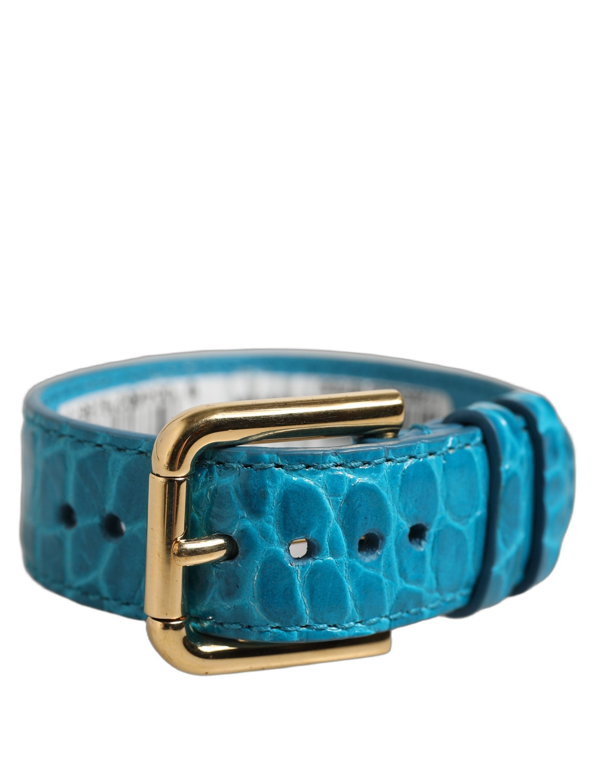 Dolce & Gabbana Blue Leather Gold Buckle Bracelet - Timeless Elegance