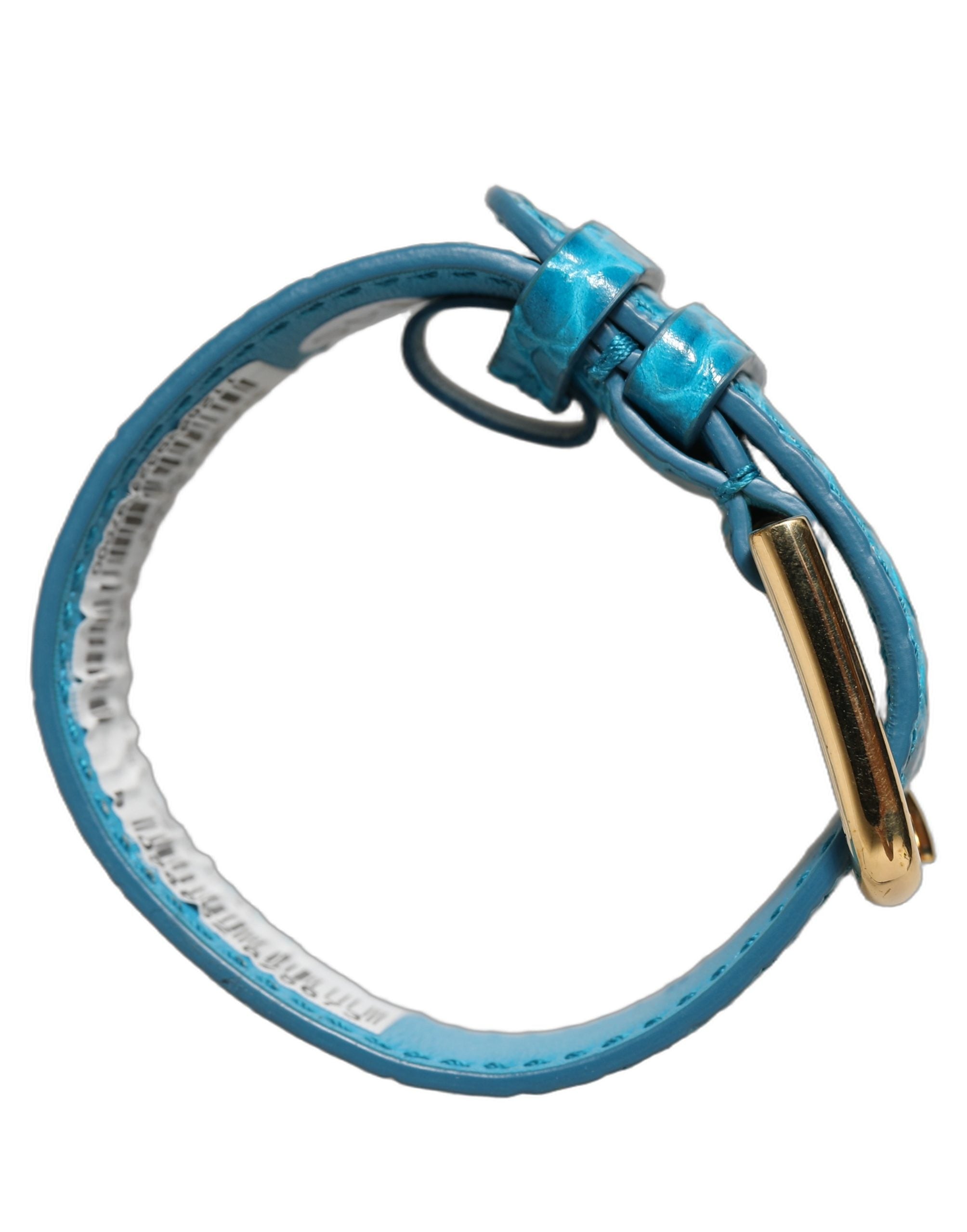 Dolce & Gabbana Blue Croc-Embossed Leather Bracelet of Elegance
