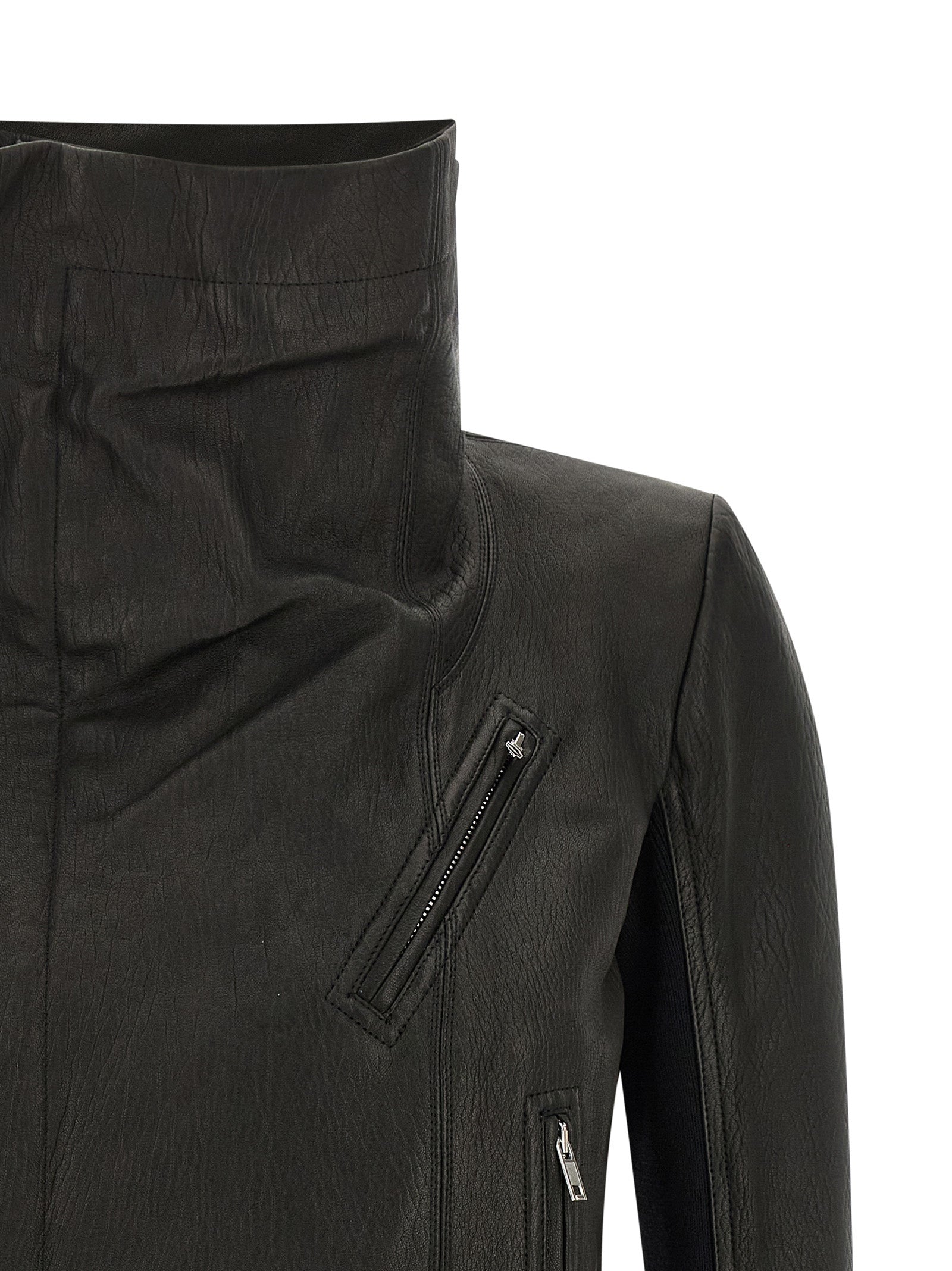 Indulge in the RICK OWENS Classic Biker Jacket, a luxurious black lamb leather masterpiece that redefines avant-garde elegance and timeless sophistication.