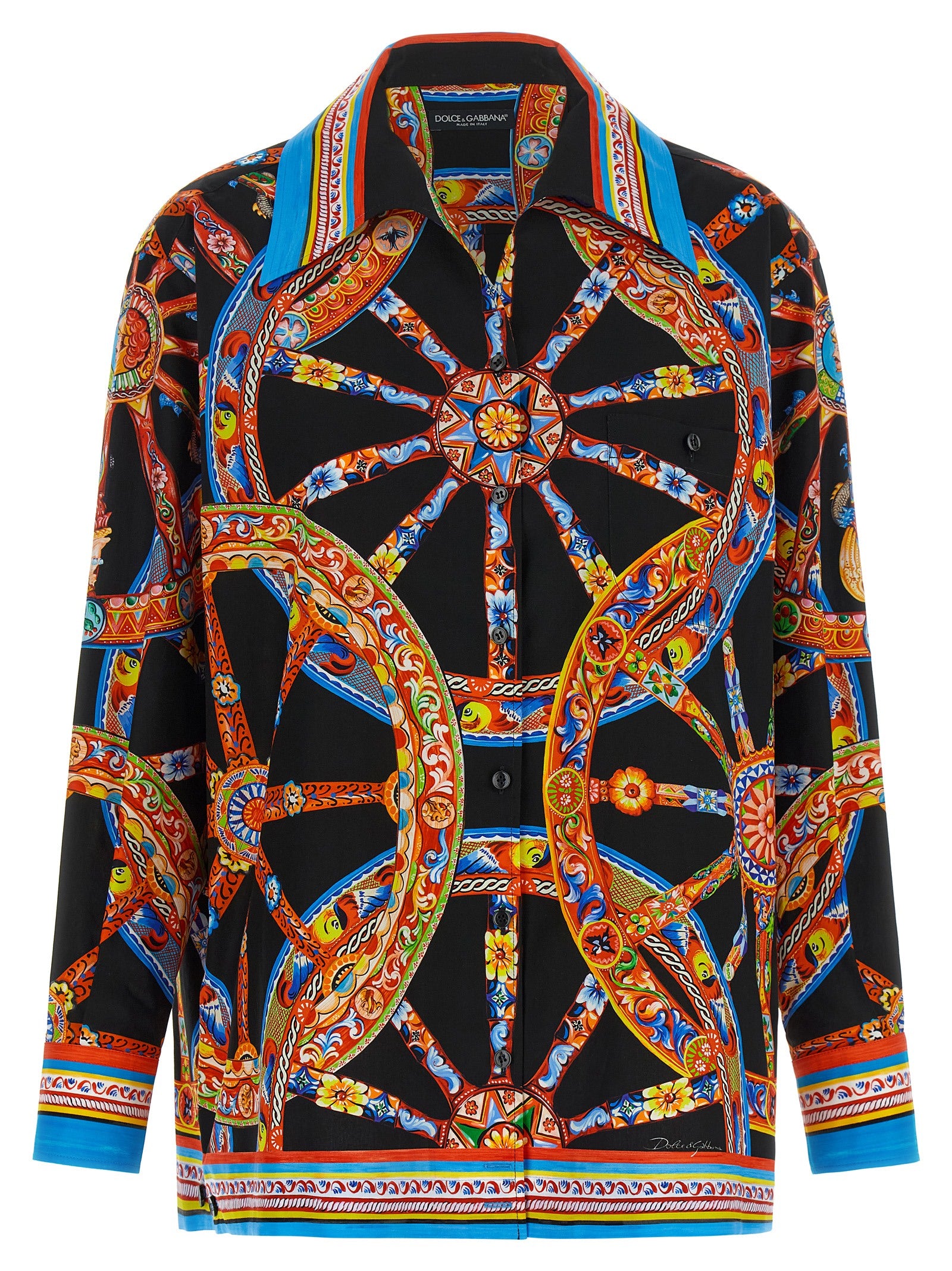 Elevate your wardrobe with the Dolce & Gabbana Multicolor Cotton Blouse, a masterpiece of Italian artistry that embodies chic sophistication and timeless elegance.