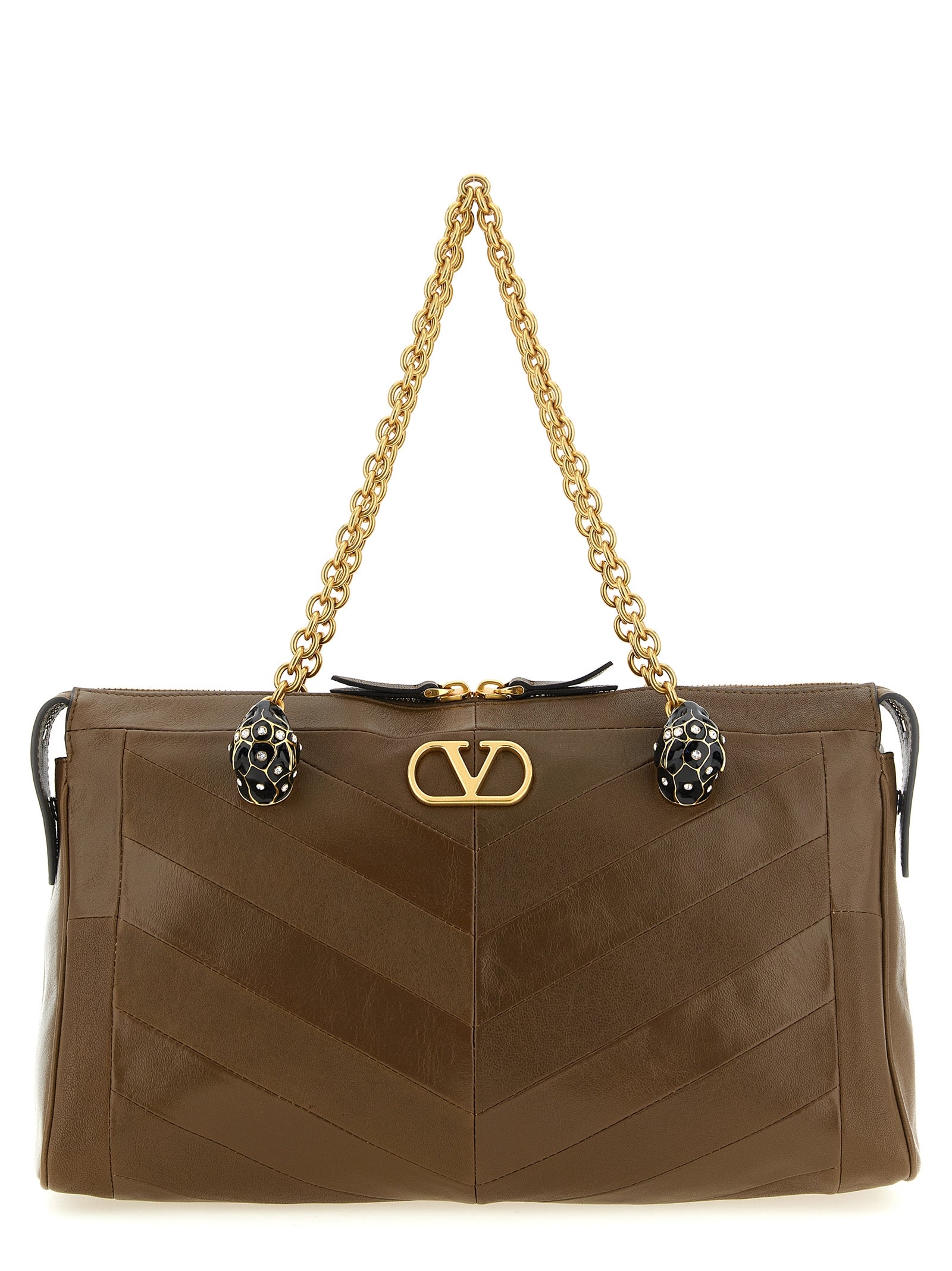 Experience the exquisite allure of the Valentino Garavani Brown Lamb Leather Shoulder Bag, a masterpiece of Italian craftsmanship that embodies timeless elegance and sophistication.