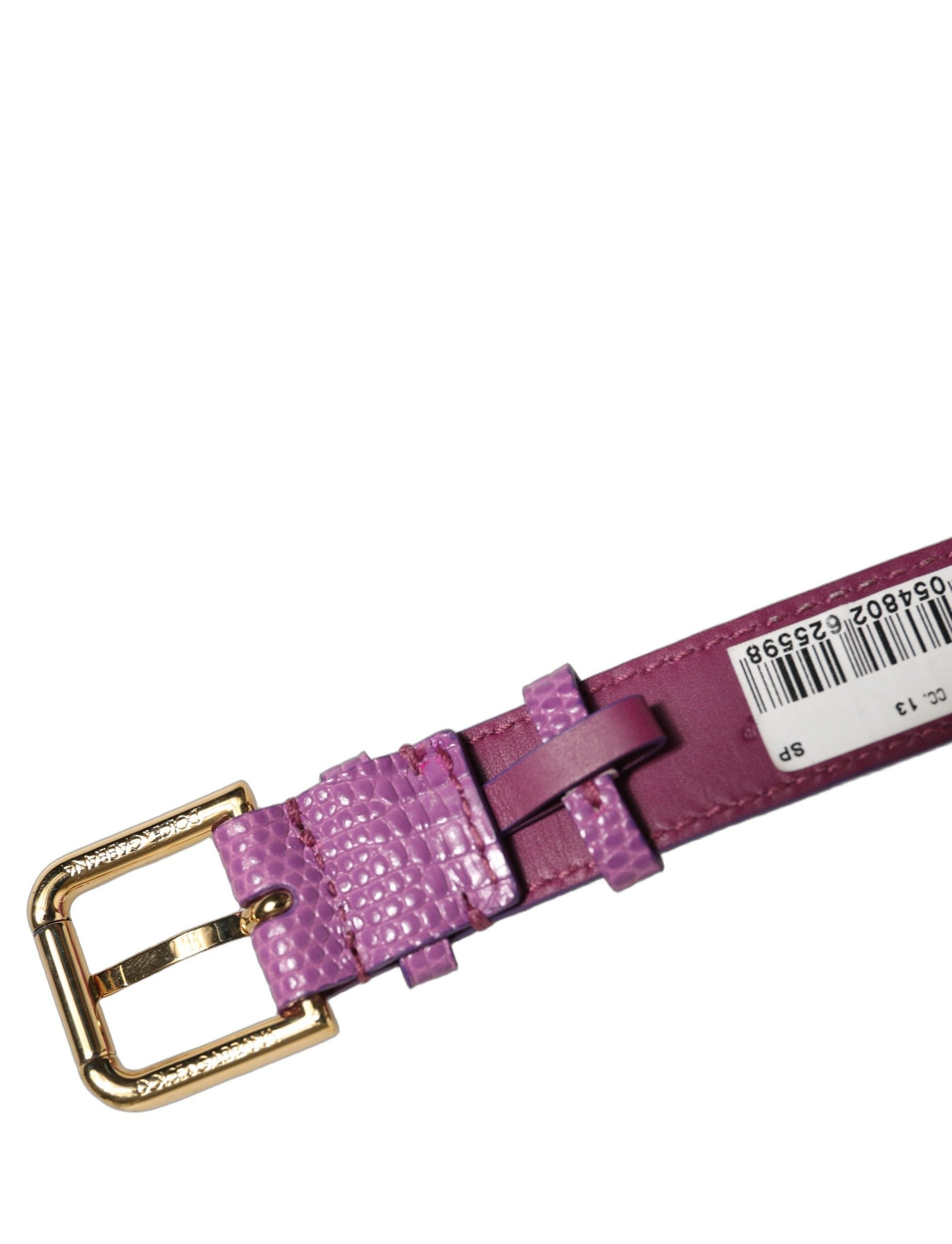 Dolce & Gabbana Purple Textured Leather Gold Buckle Bracelet