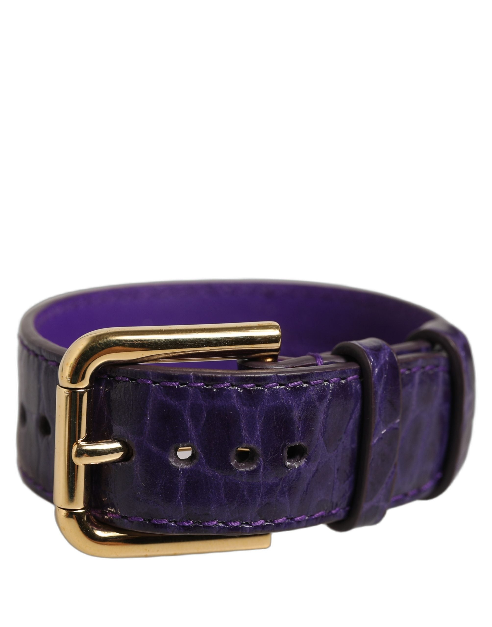 Dolce & Gabbana Violet Embossed Leather Bracelet - Timeless Elegance