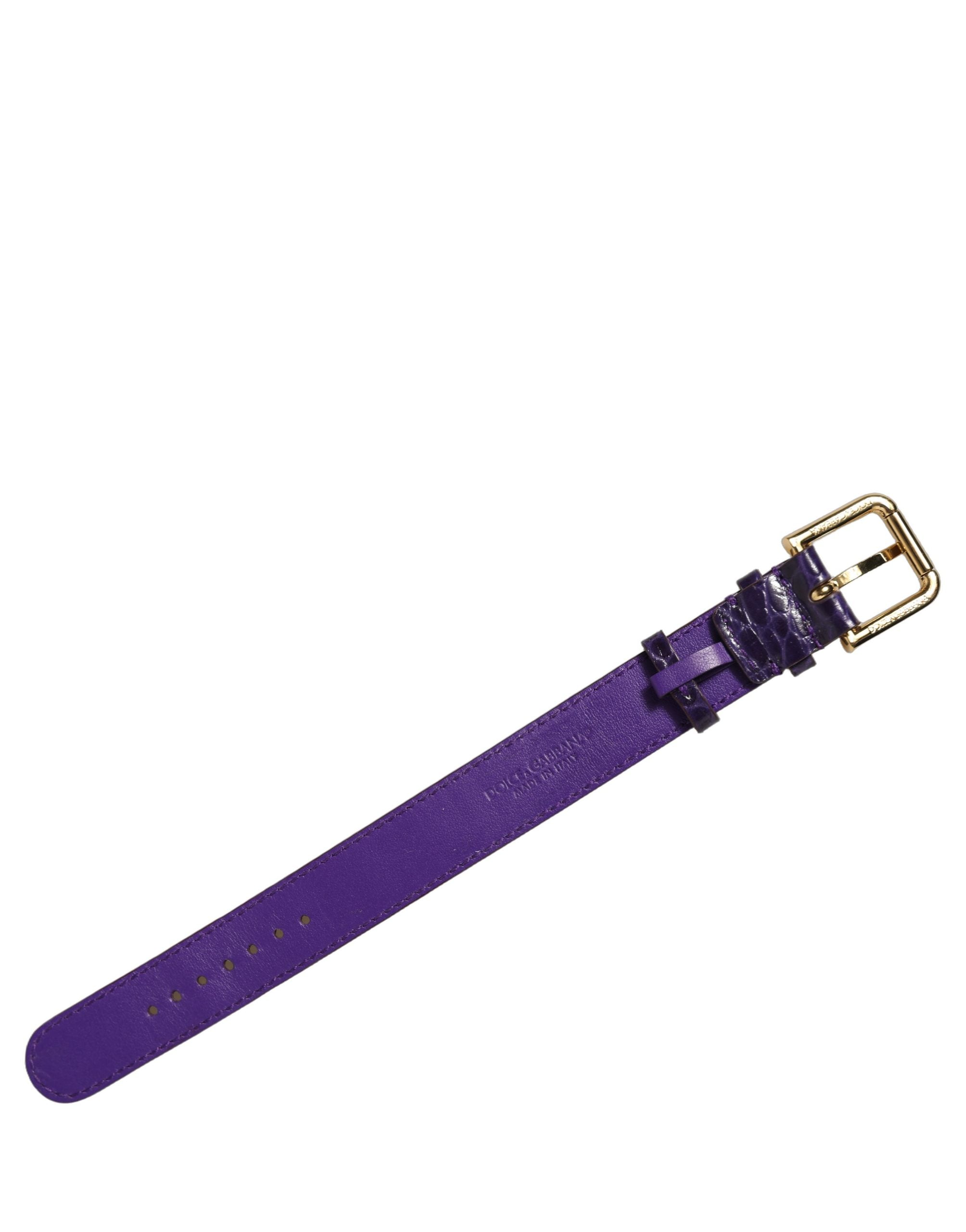Dolce & Gabbana Violet Embossed Leather Bracelet - Timeless Elegance