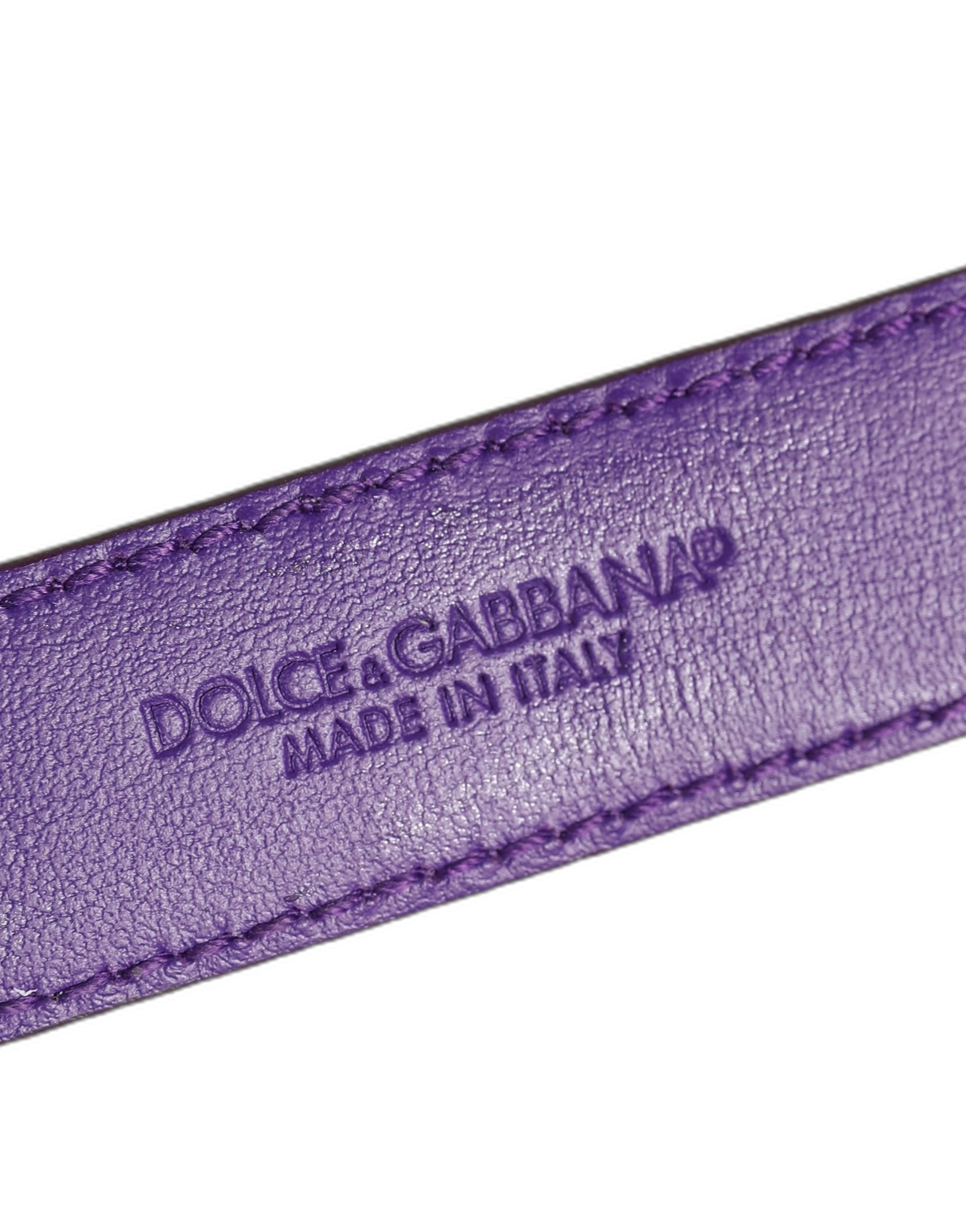 Dolce & Gabbana Violet Embossed Leather Gold Buckle Bracelet