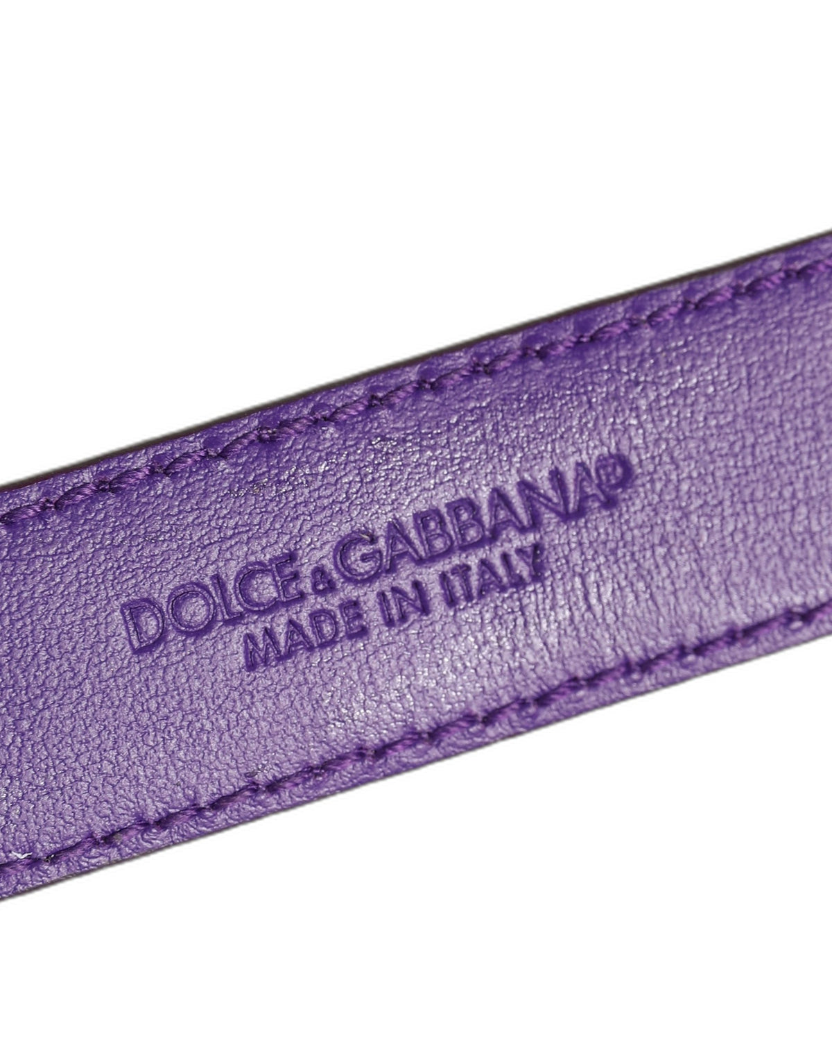 Dolce & Gabbana Violet Embossed Leather Gold Buckle Bracelet