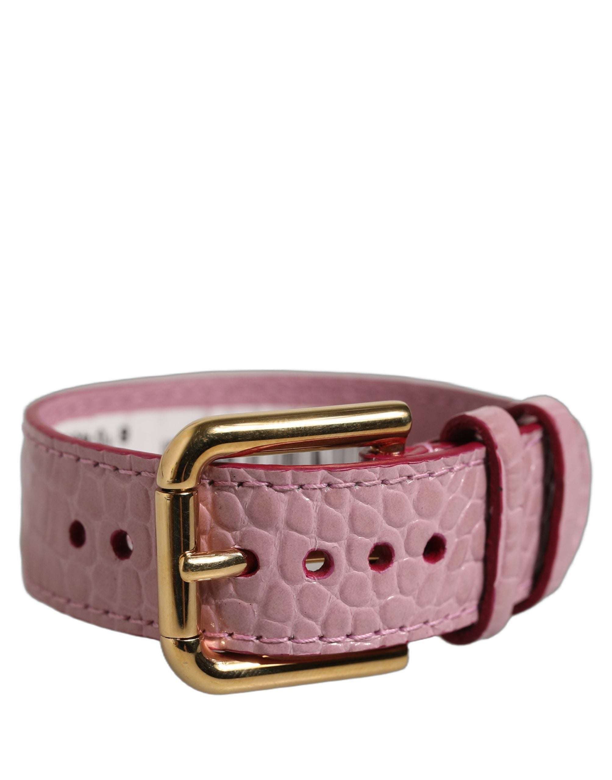 Dolce & Gabbana Pink Embossed Leather Bracelet - Timeless Elegance