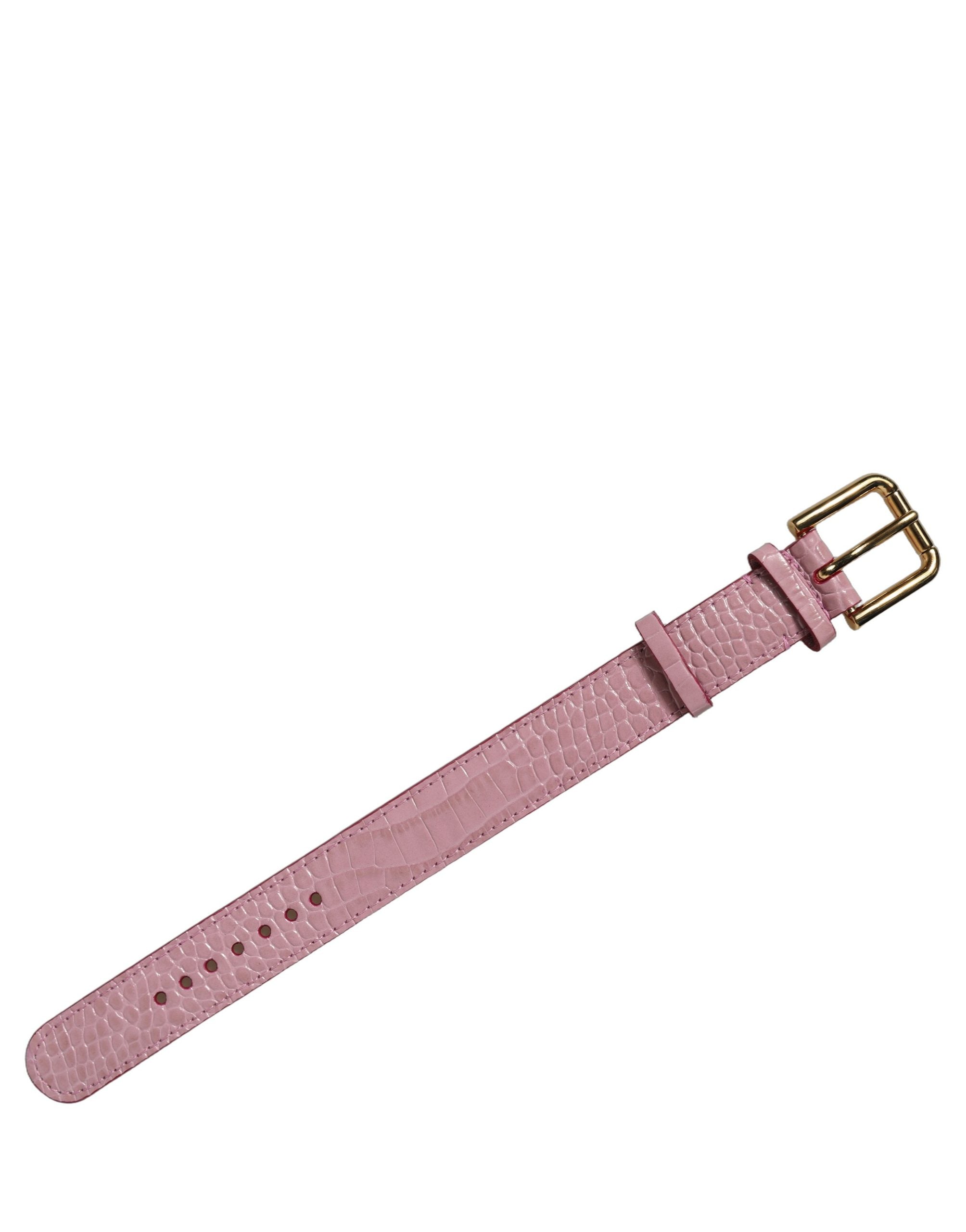 Dolce & Gabbana Pink Embossed Leather Bracelet - Timeless Elegance