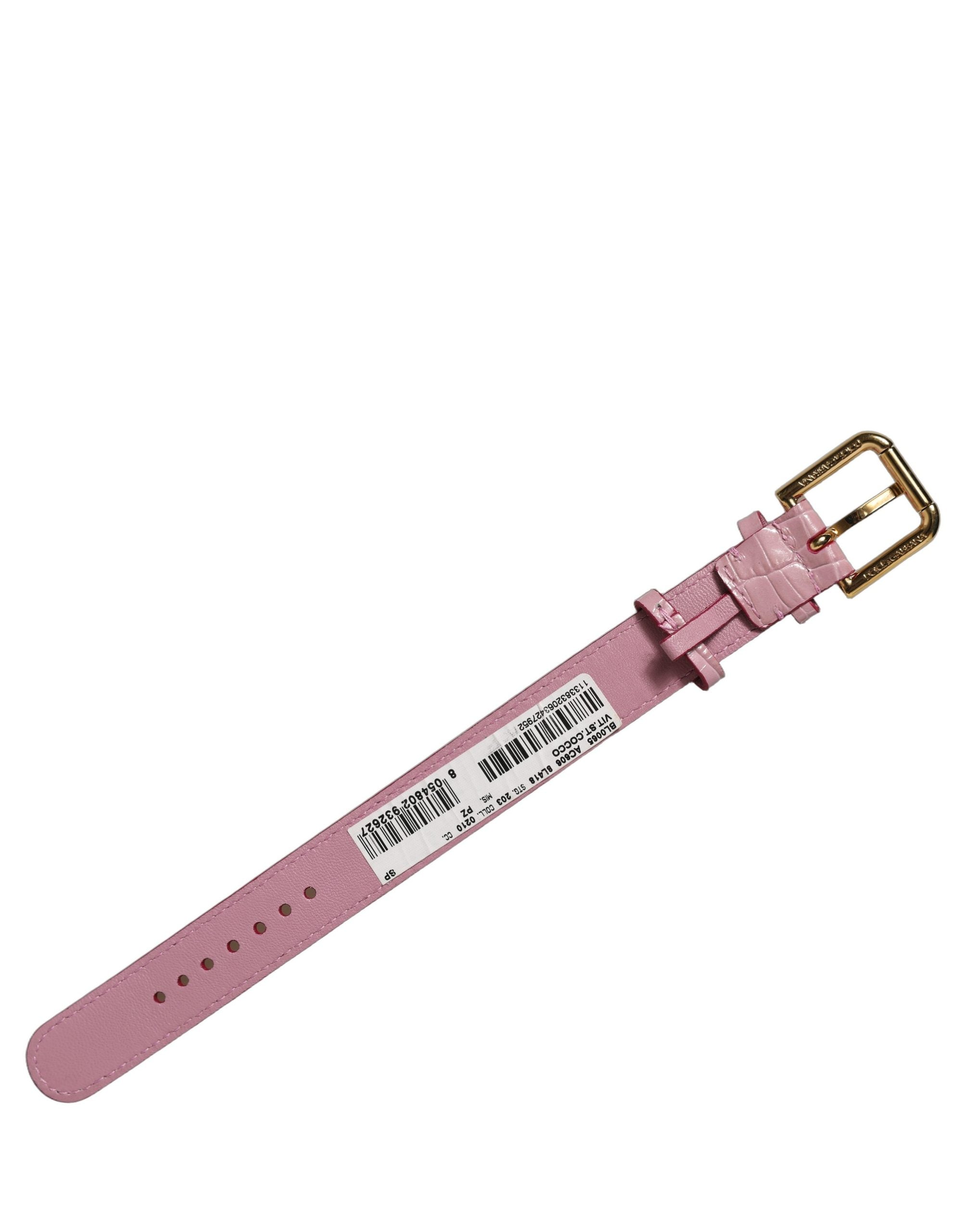 Dolce & Gabbana Pink Embossed Leather Bracelet - Timeless Luxury