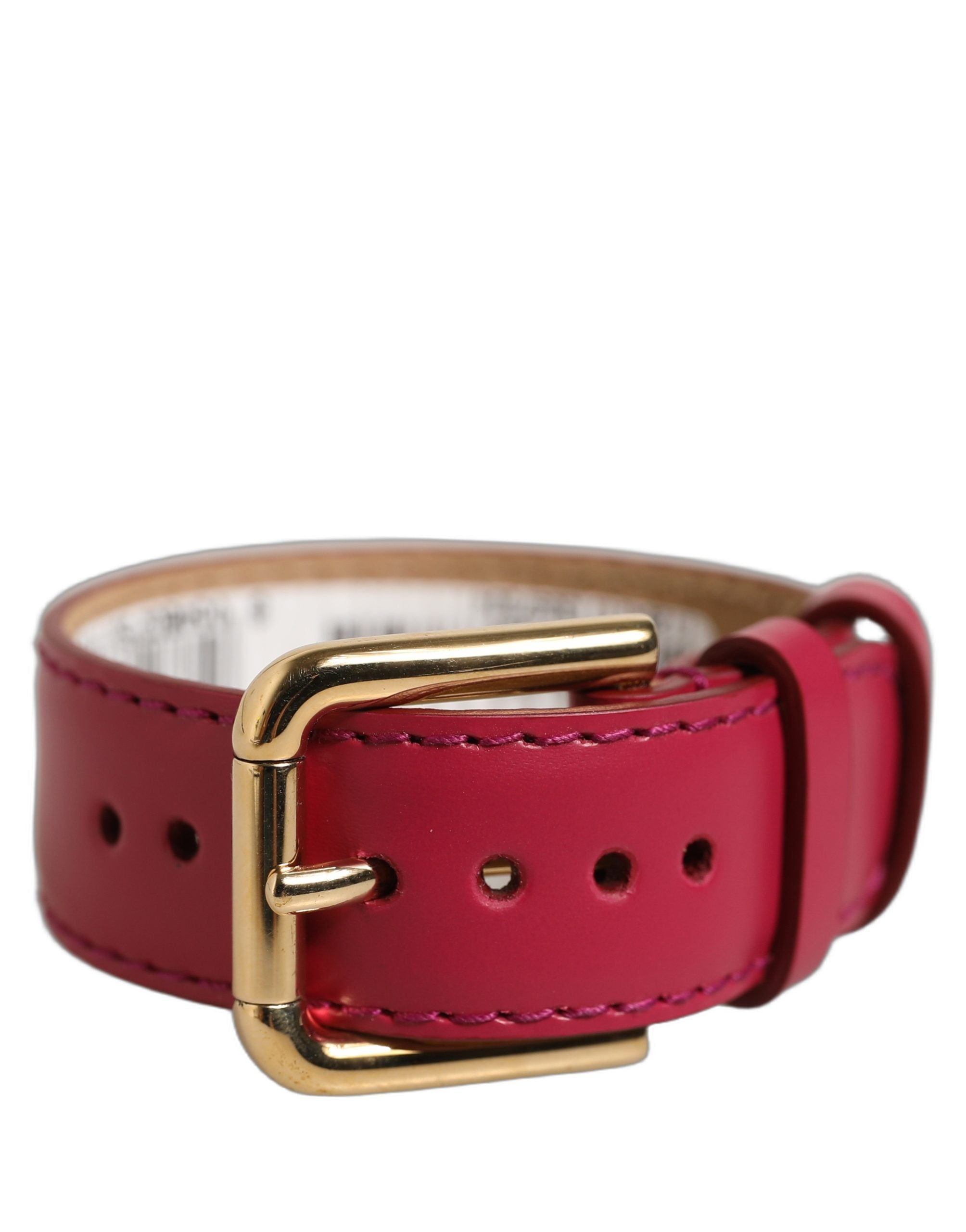 Dolce & Gabbana Red Calfskin Leather Gold Buckle Bracelet