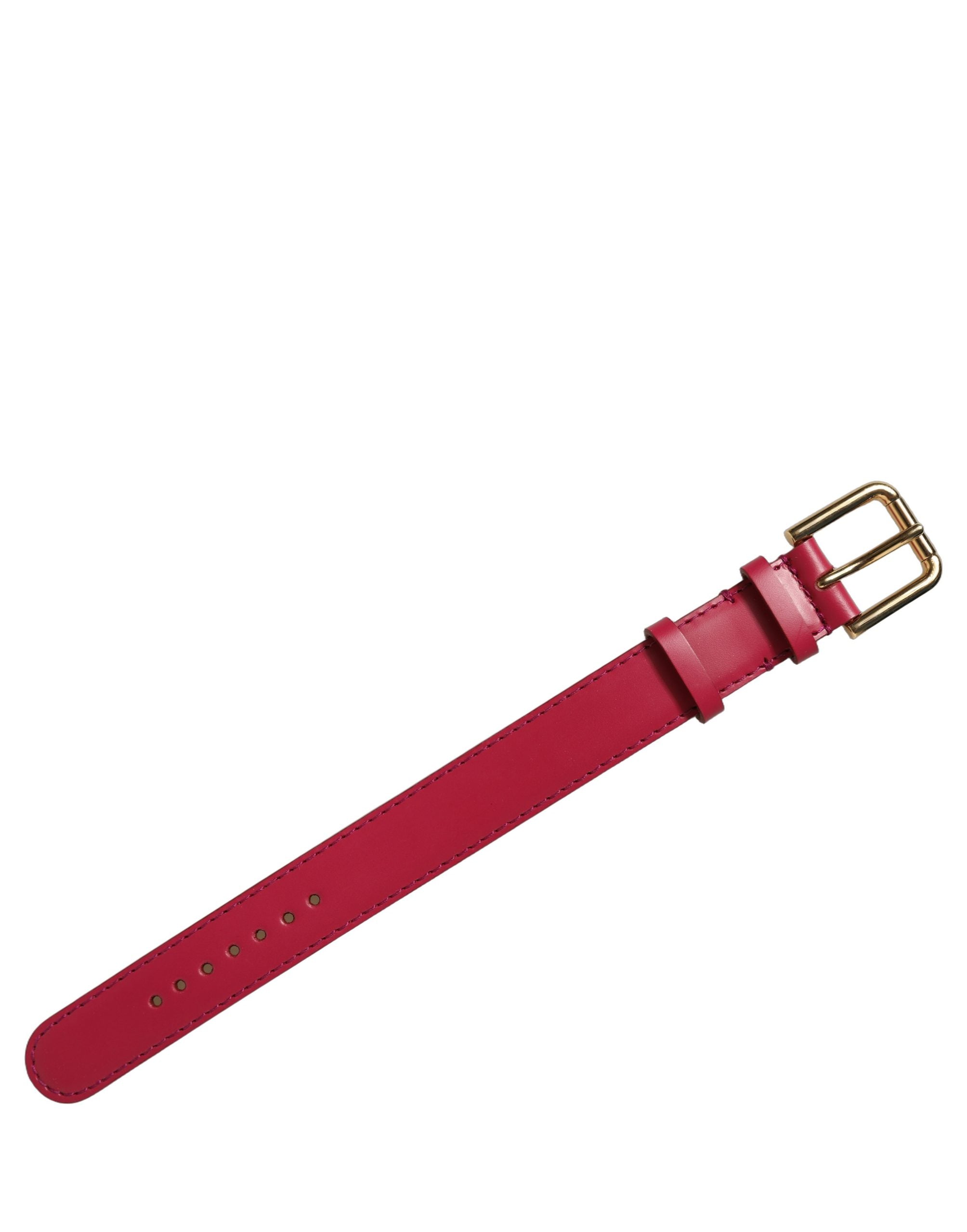 Dolce & Gabbana Red Calfskin Leather Gold Buckle Bracelet