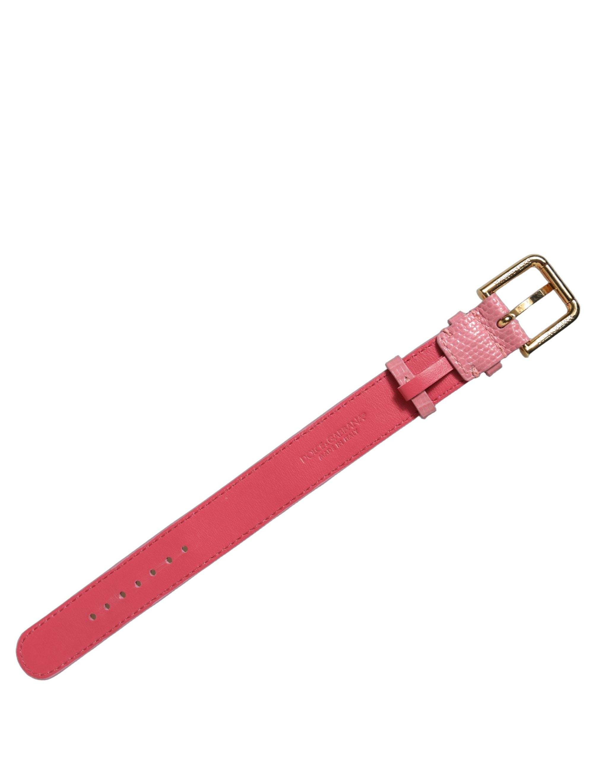 Dolce & Gabbana Pink Textured Leather Bracelet - Timeless Elegance