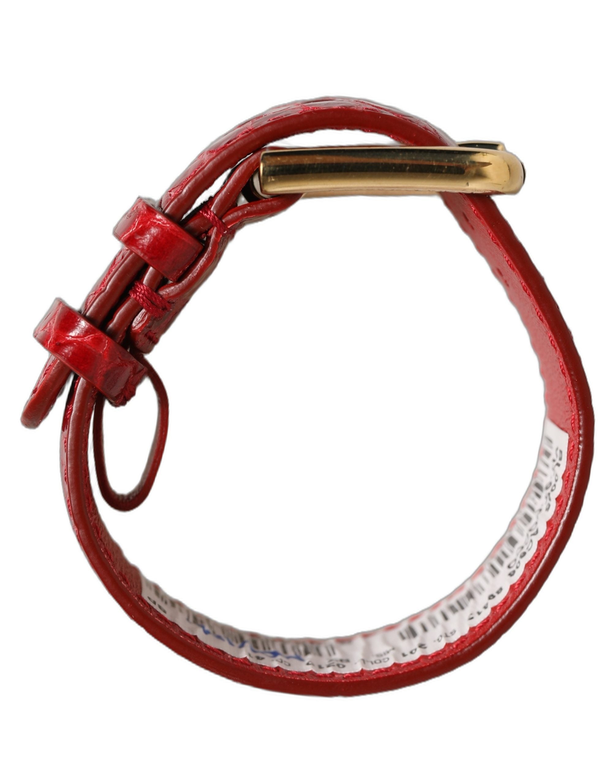 Dolce & Gabbana Red Croc-Embossed Leather Bracelet of Elegance