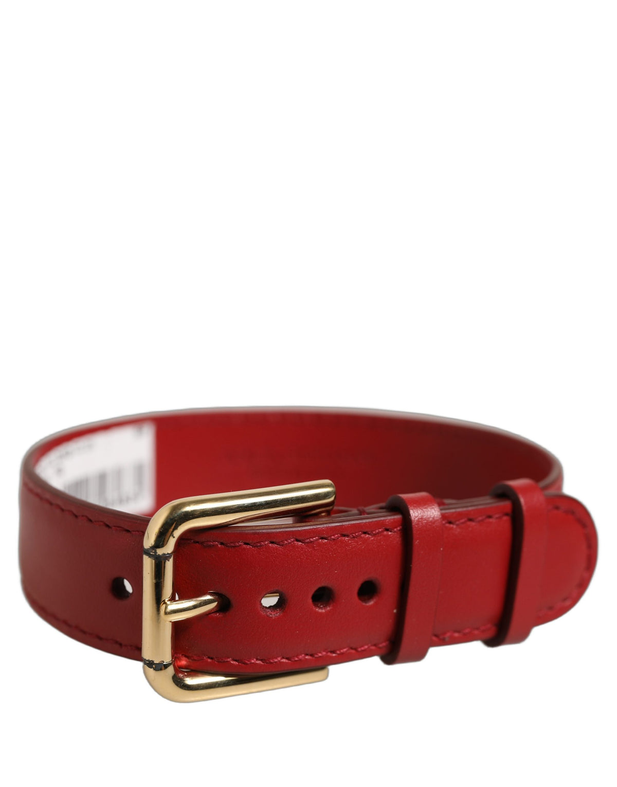 Dolce & Gabbana Red Calfskin Leather Gold Buckle Bracelet