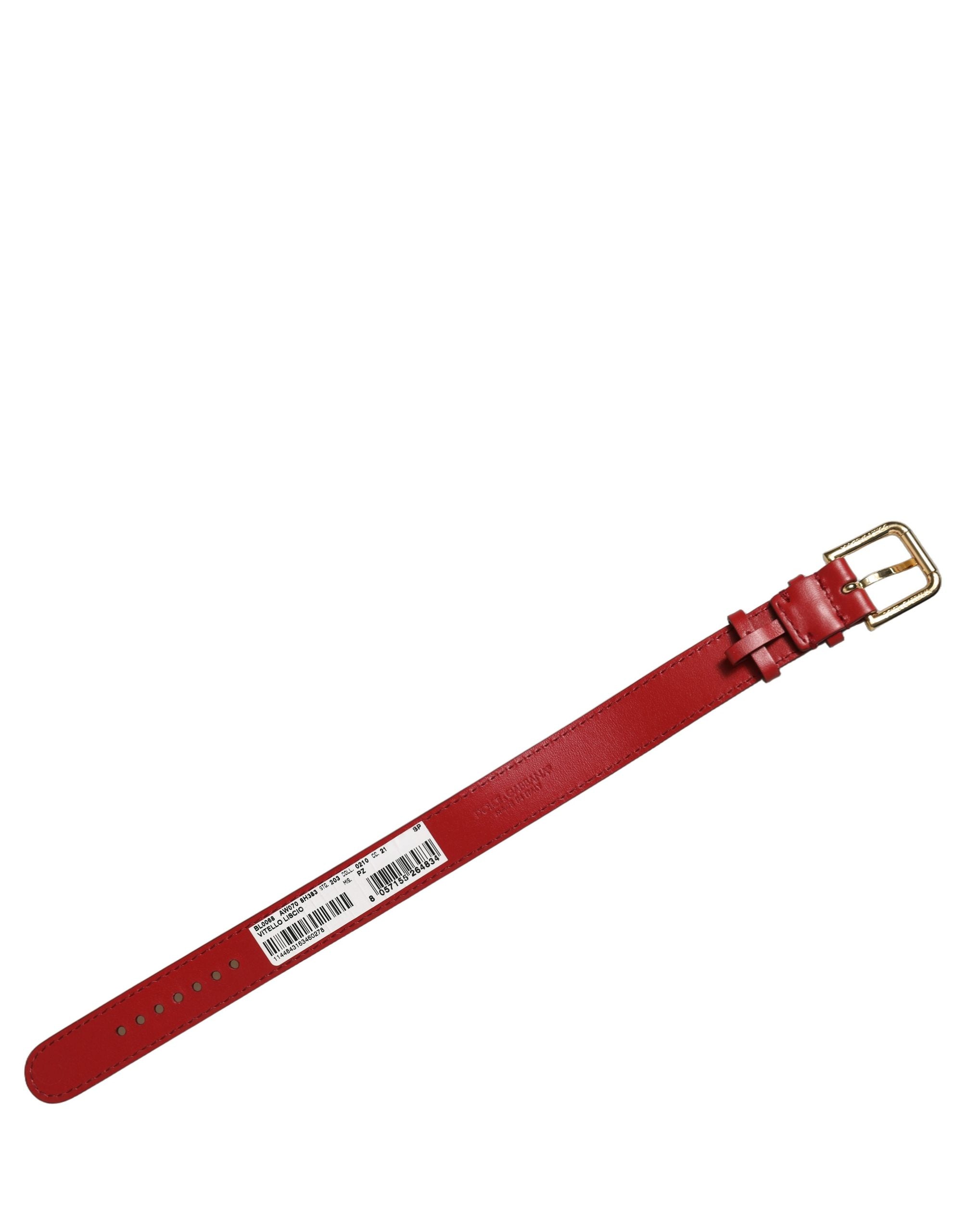 Dolce & Gabbana Red Calfskin Leather Gold Buckle Bracelet
