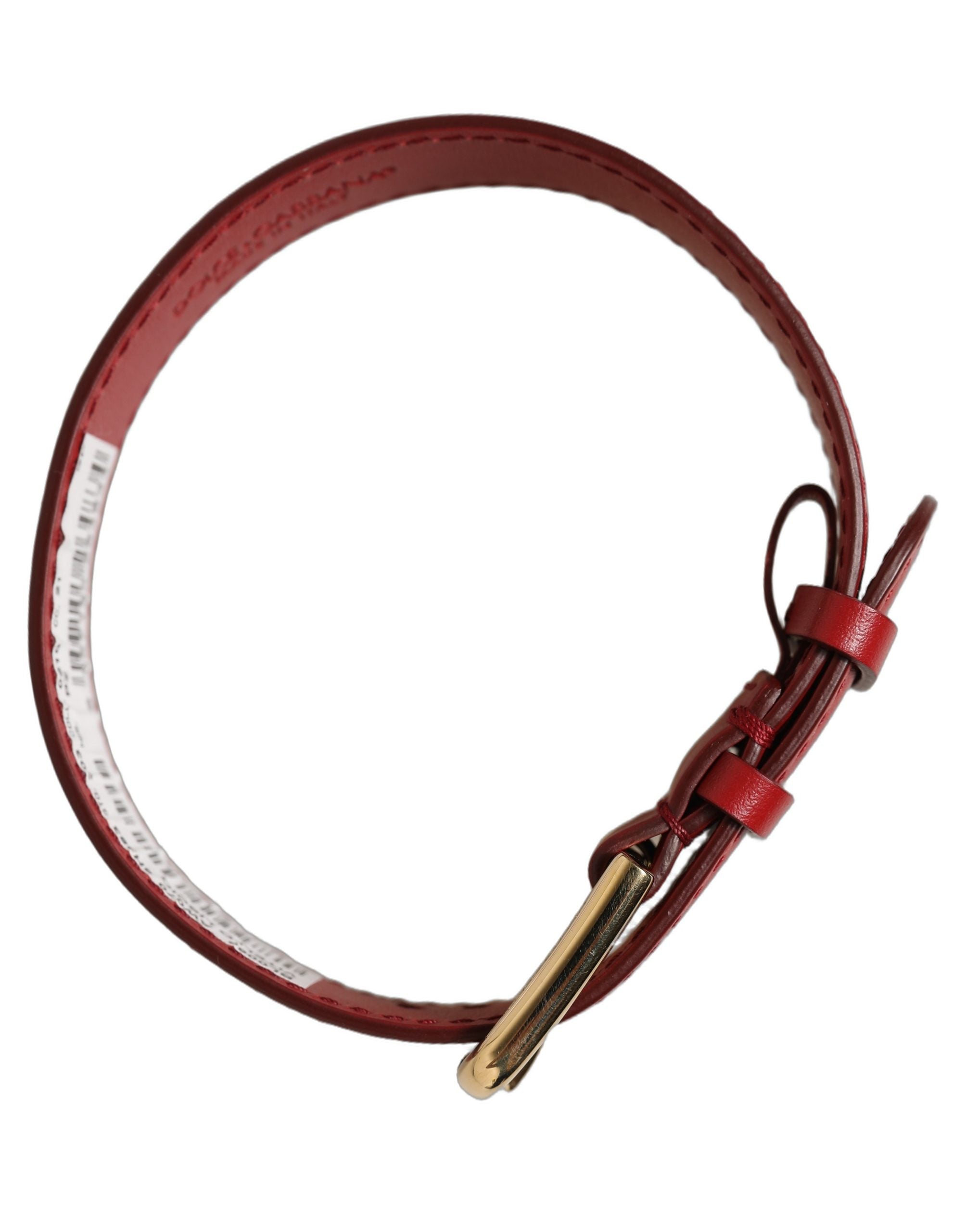 Dolce & Gabbana Red Calfskin Leather Gold Buckle Bracelet