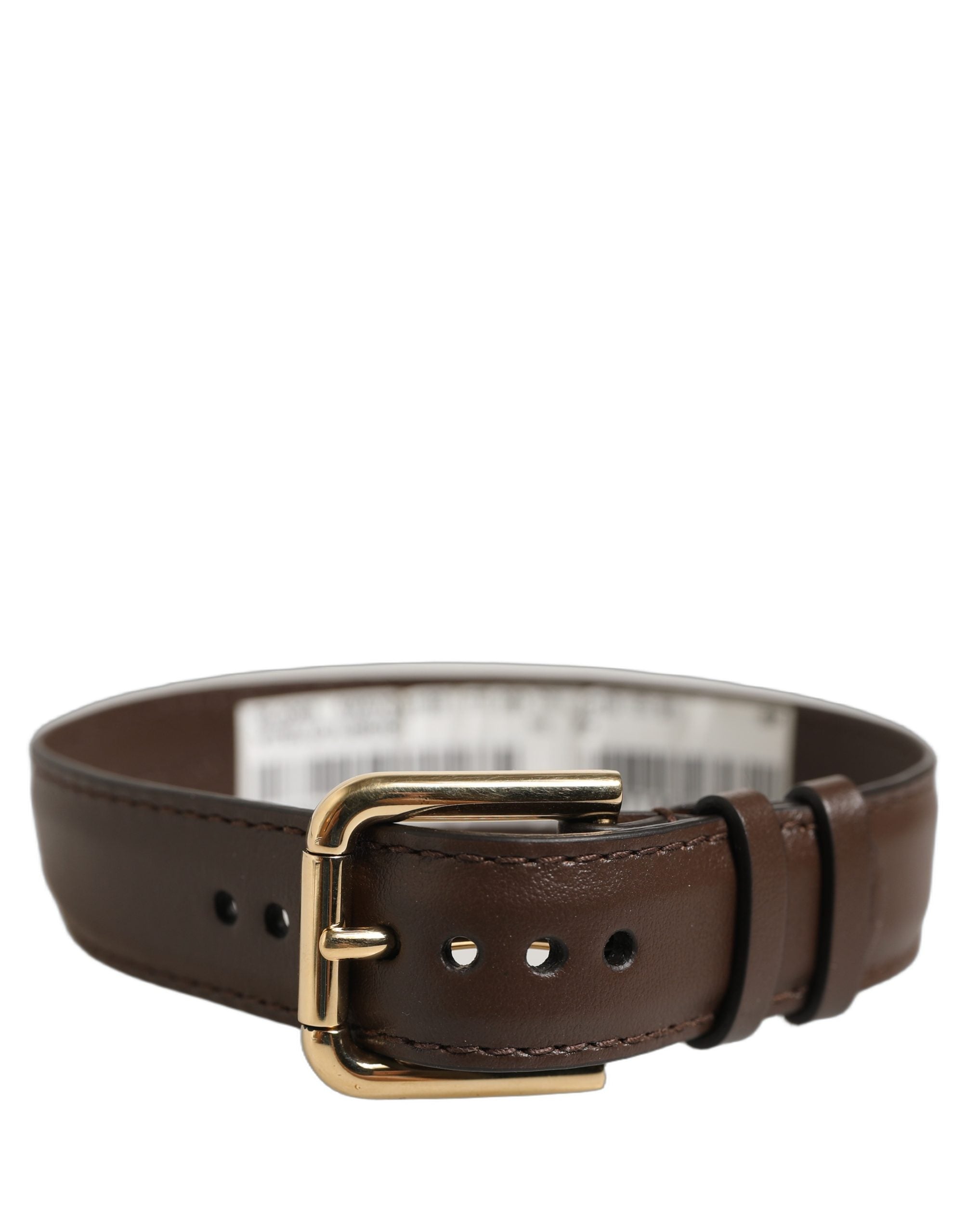 Dolce & Gabbana Brown Calfskin Leather Gold Buckle Bracelet