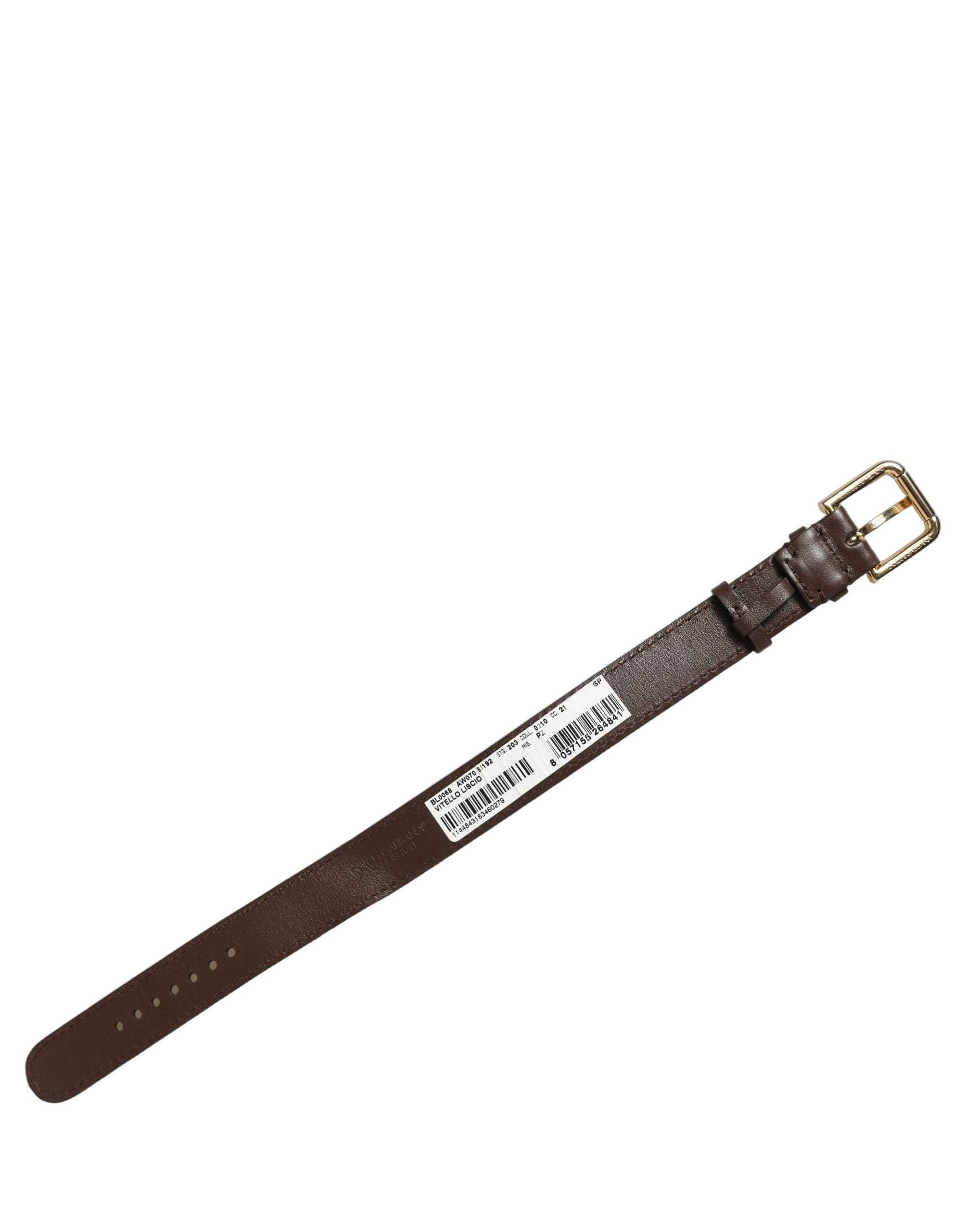 Dolce & Gabbana Brown Calfskin Leather Gold Buckle Bracelet