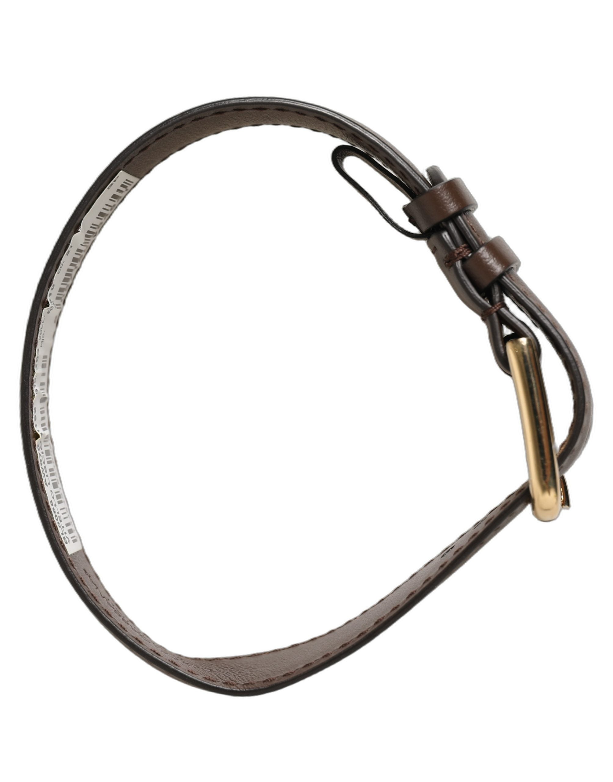 Dolce & Gabbana Brown Calfskin Leather Gold Buckle Bracelet