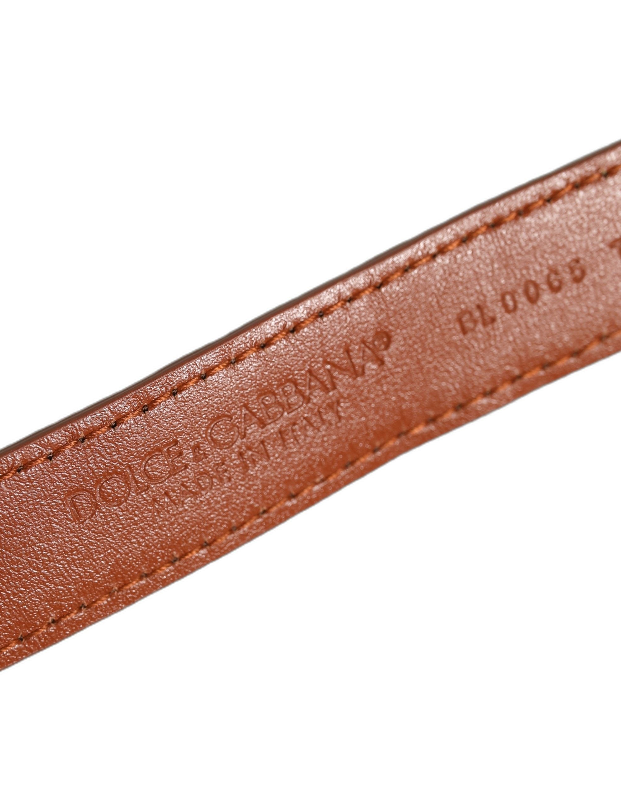Dolce & Gabbana Brown Caiman Leather Gold Buckle Bracelet
