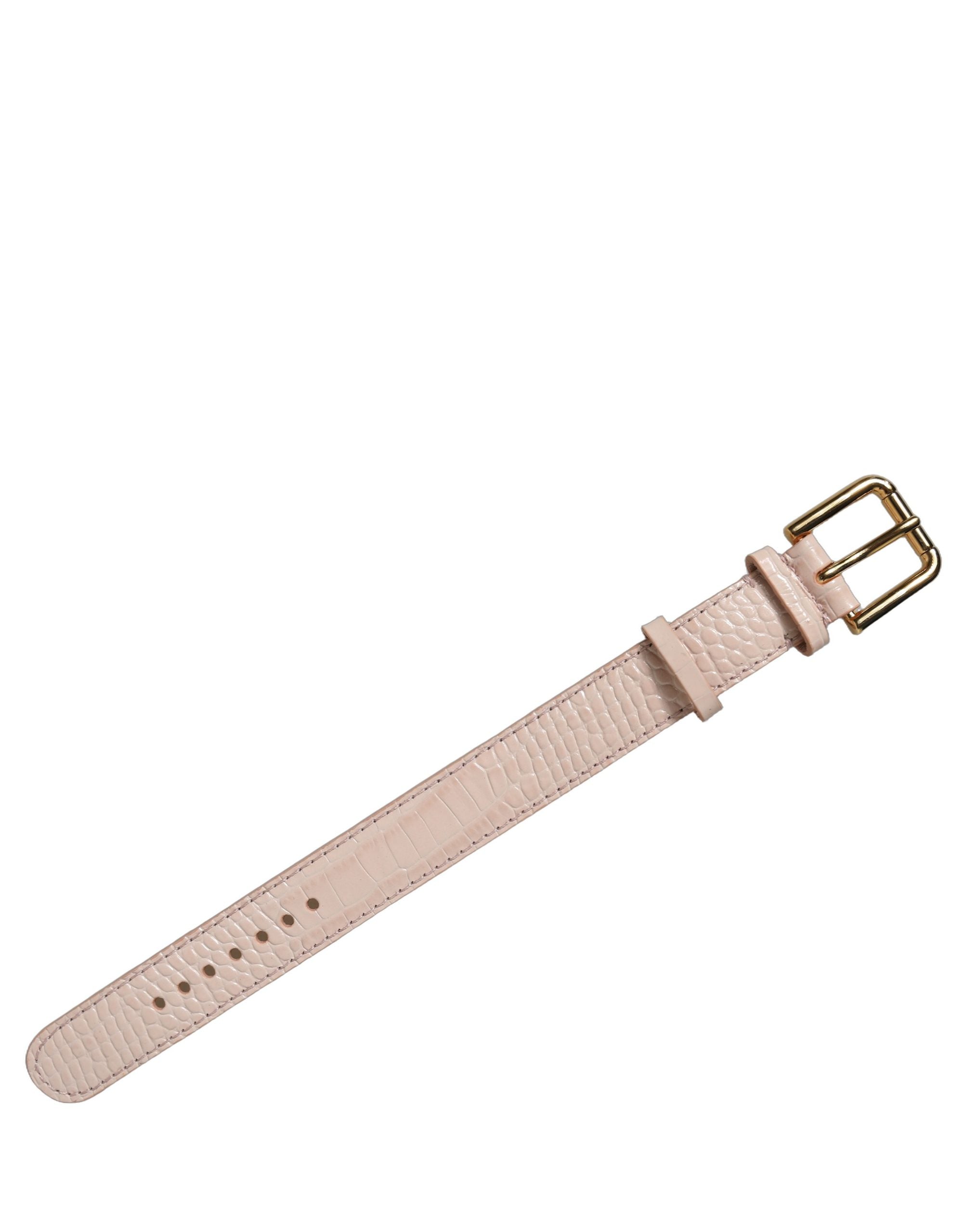 Dolce & Gabbana Pink Embossed Leather Bracelet - Timeless Luxury