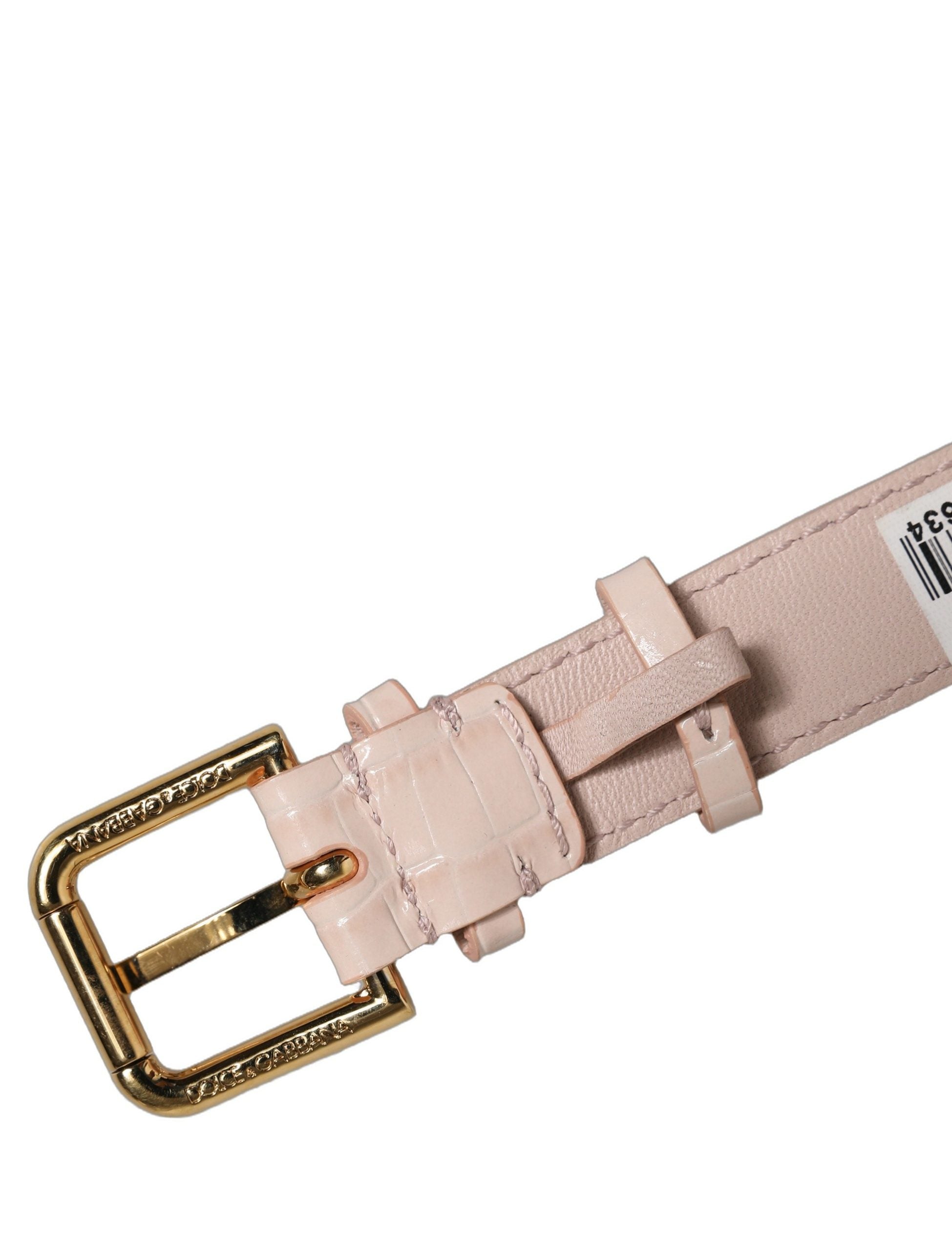 Dolce & Gabbana Pink Embossed Leather Bracelet - Timeless Luxury