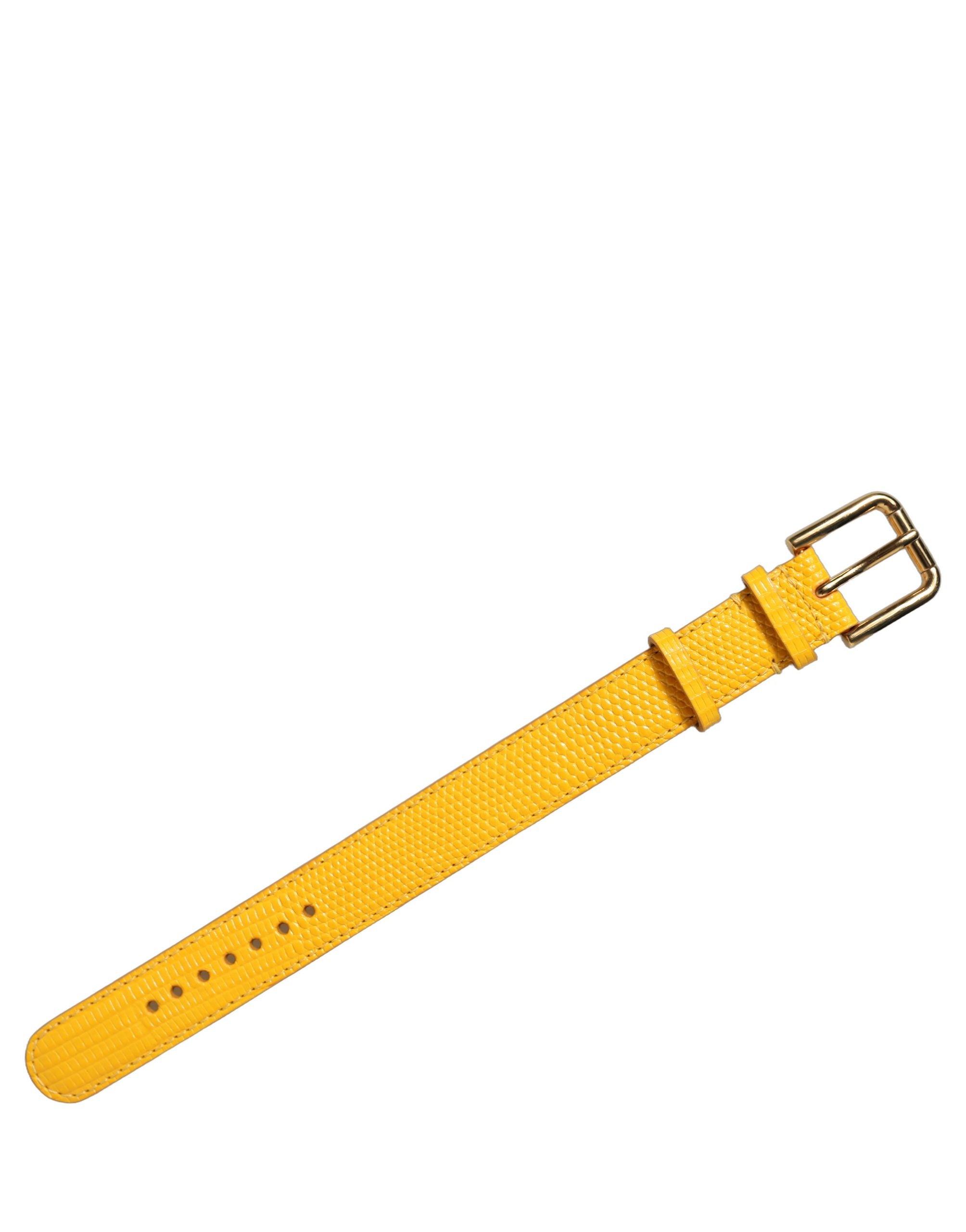 Dolce & Gabbana Yellow Textured Leather Gold Buckle Bracelet
