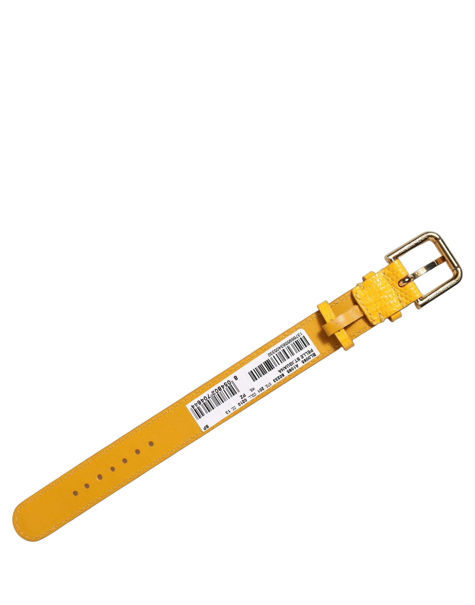 Dolce & Gabbana Yellow Textured Leather Gold Buckle Bracelet
