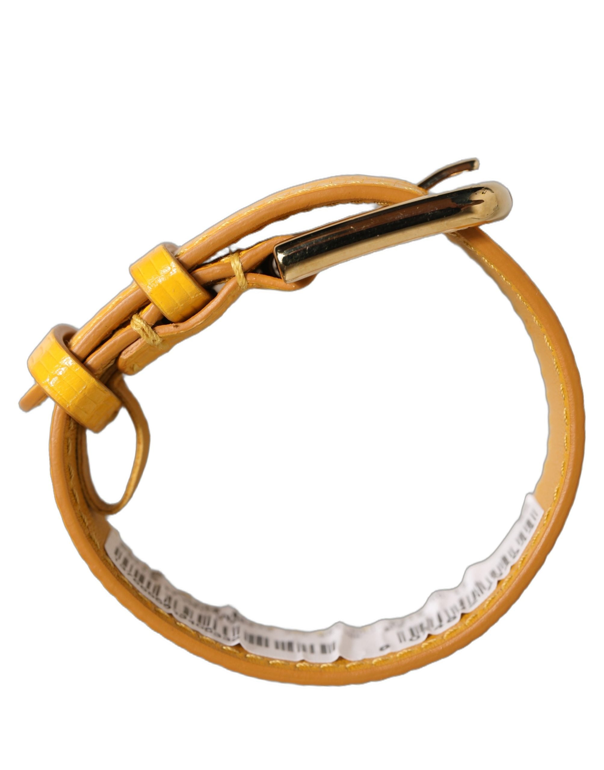 Dolce & Gabbana Yellow Leather Gold Buckle Bracelet - Luxury Accessory